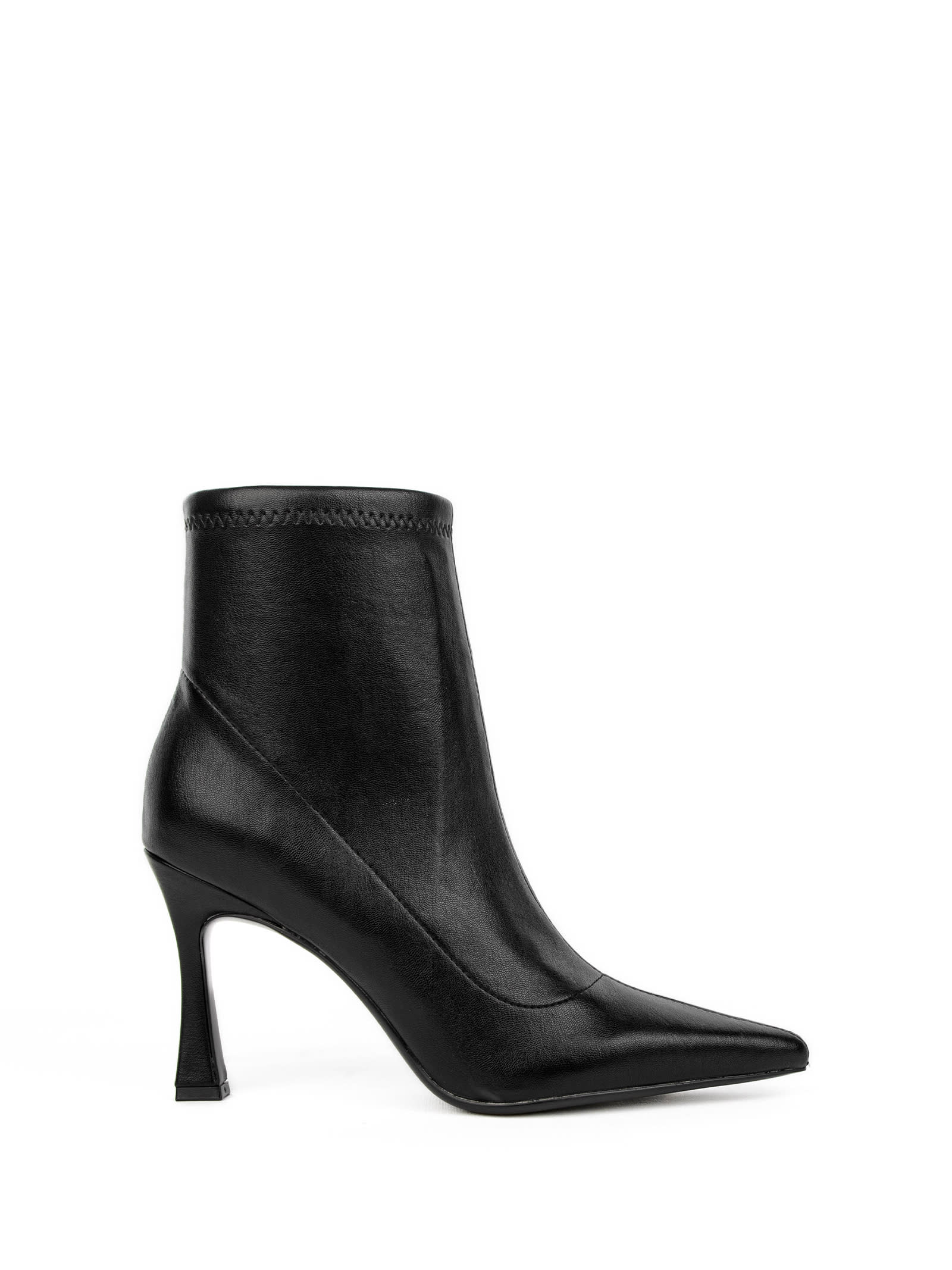 Black Stretch Leather Ankle Boot