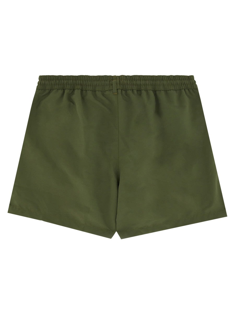 Paul Smith Washed Khaki Zebra Logo Swim Shorts Green