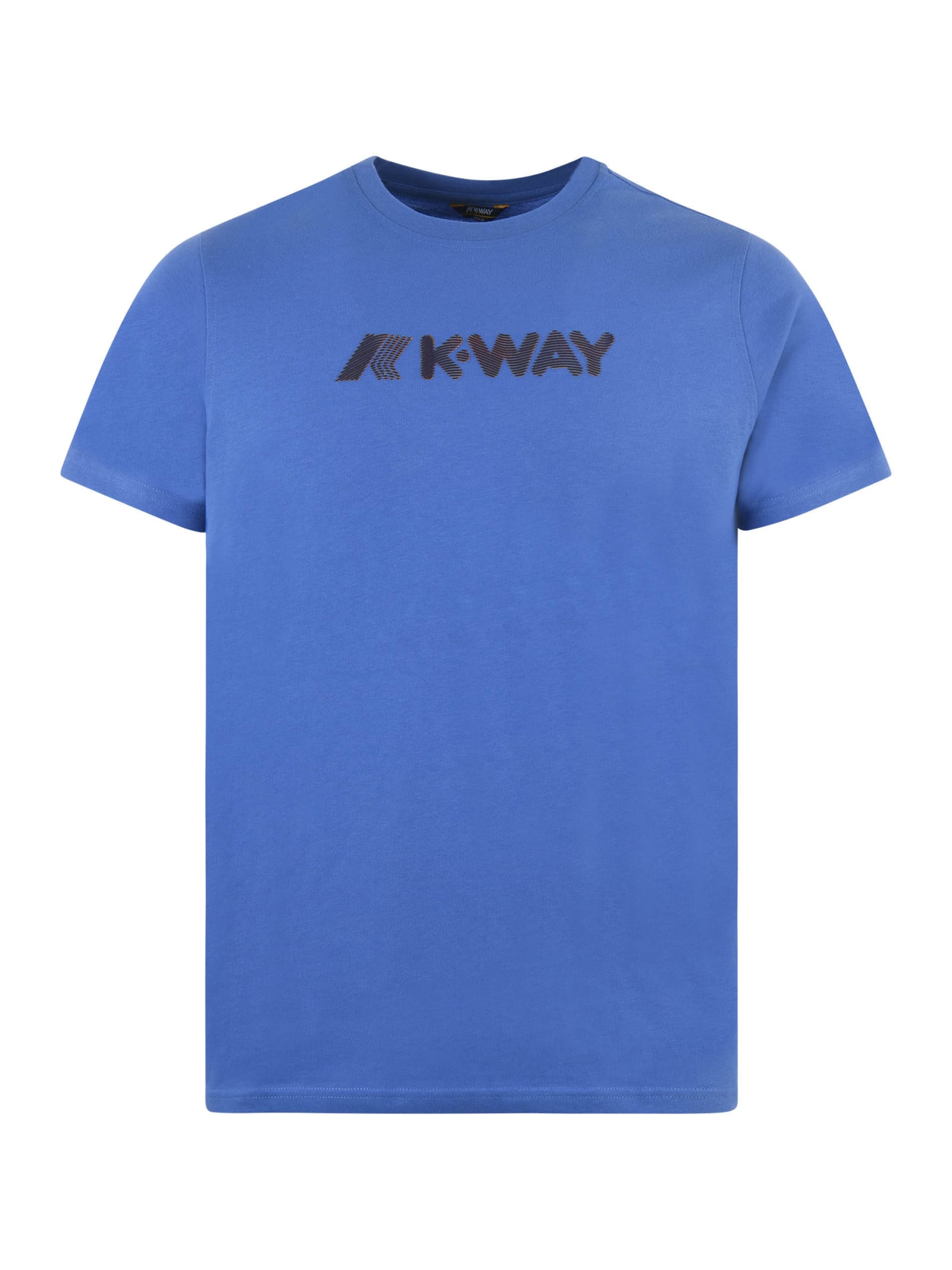 Shop K-way Cotton T-shirt In Azzurro