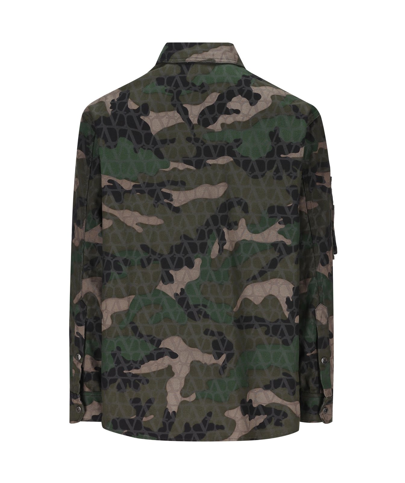 Shop Valentino Camouflage Motif Buttoned Jacket In Green