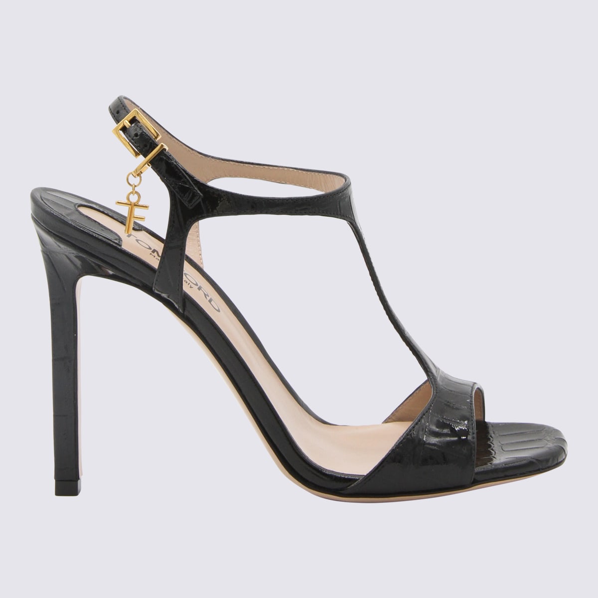 Tom Ford Black Leather Patent Sandals