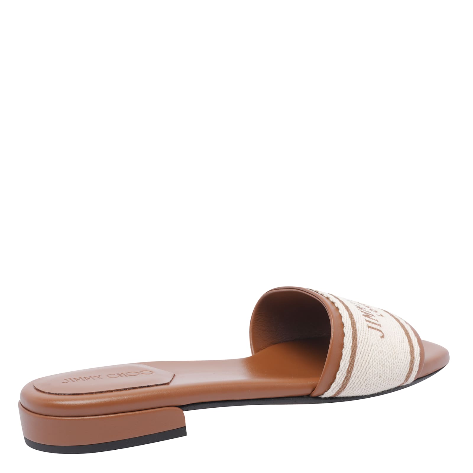 Jimmy Choo Joa Logo Canvas And Leather Sliders In White