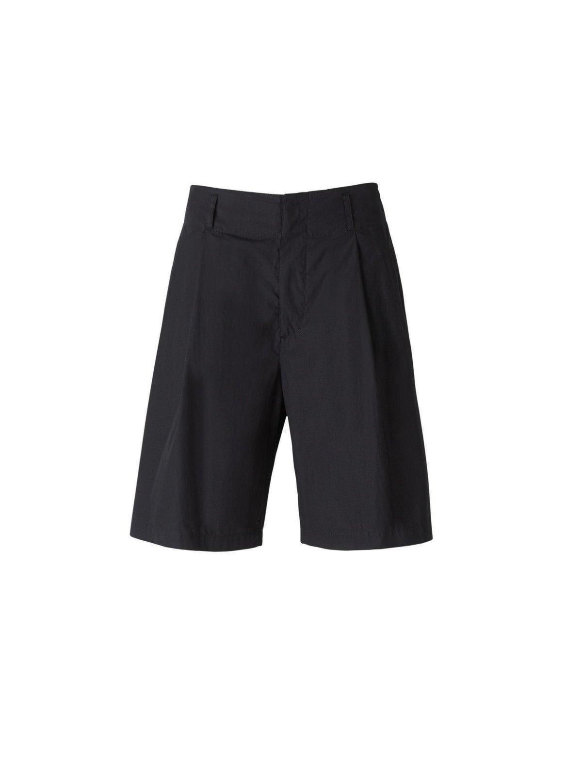 Shop Moncler Genius Moncler Pleated Bermuda Poplin Shorts In Black