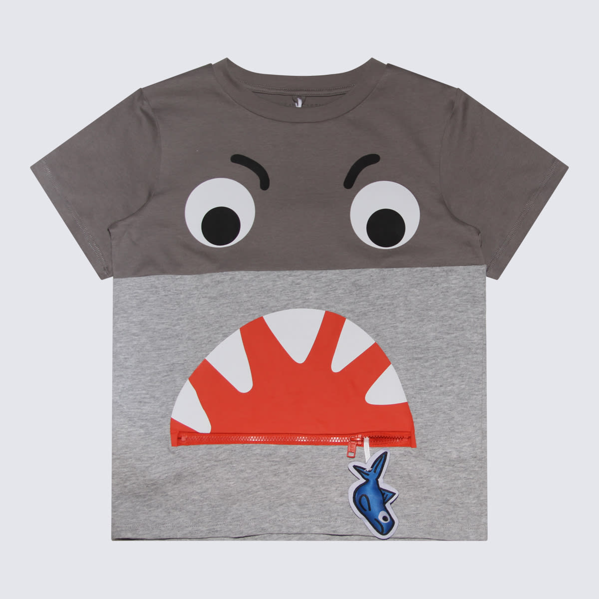 Stella Mccartney Kids' Grey Cotton Shark Face T-shirt