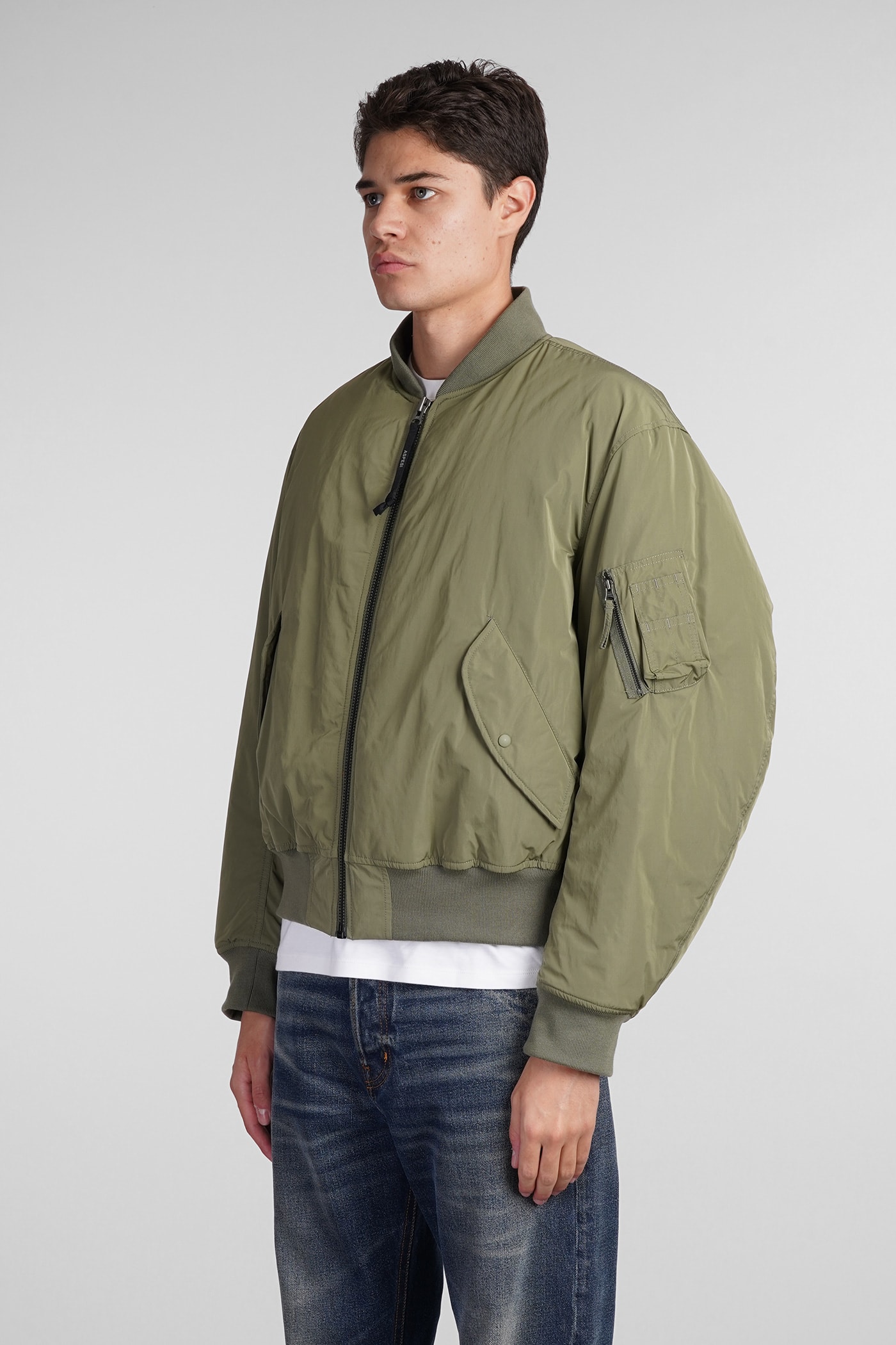 Shop Aspesi Gunner Ii Bomber In Green Polyester