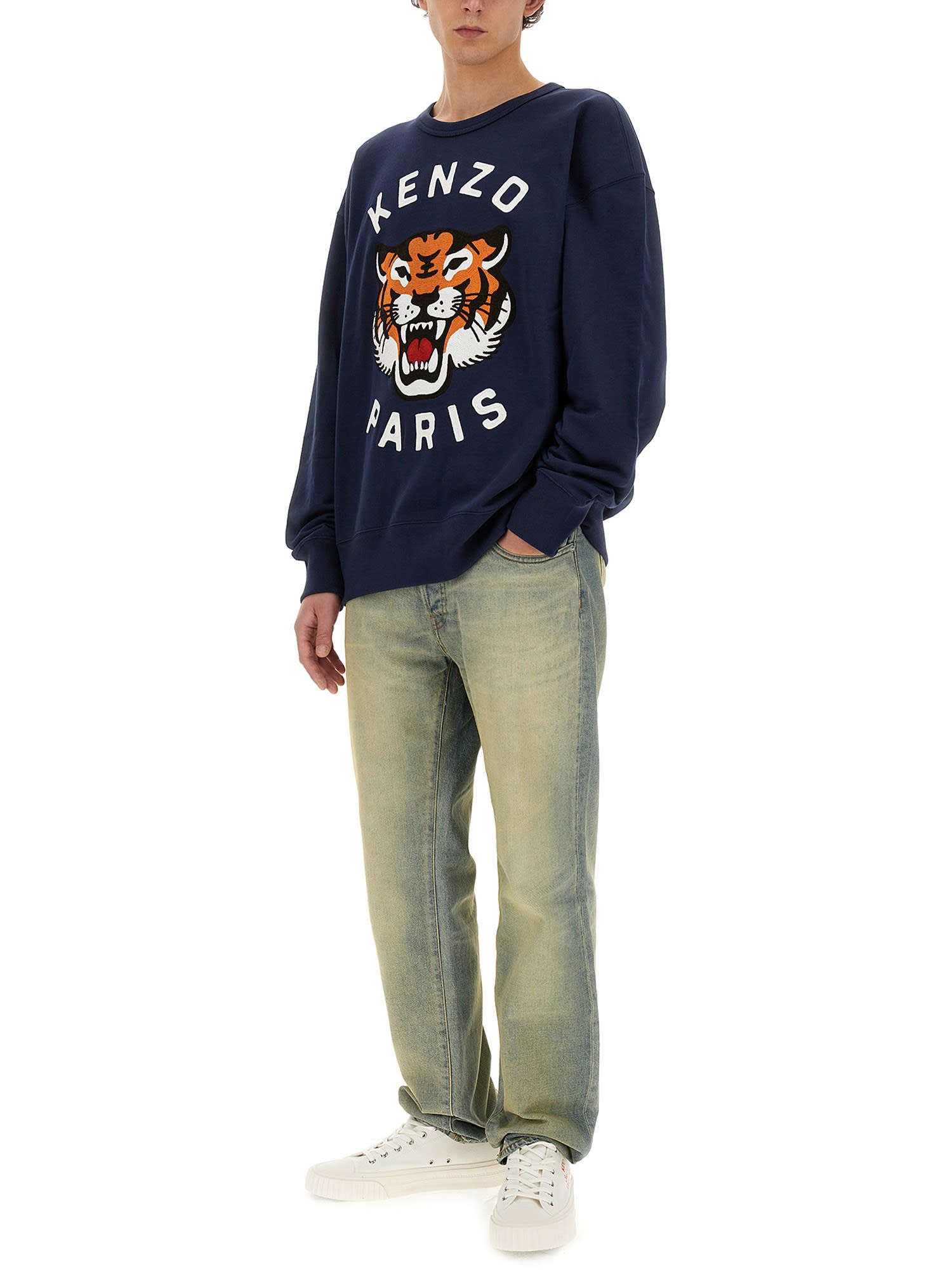 Shop Kenzo Lucky Tiger Sweatshirt  In Blue