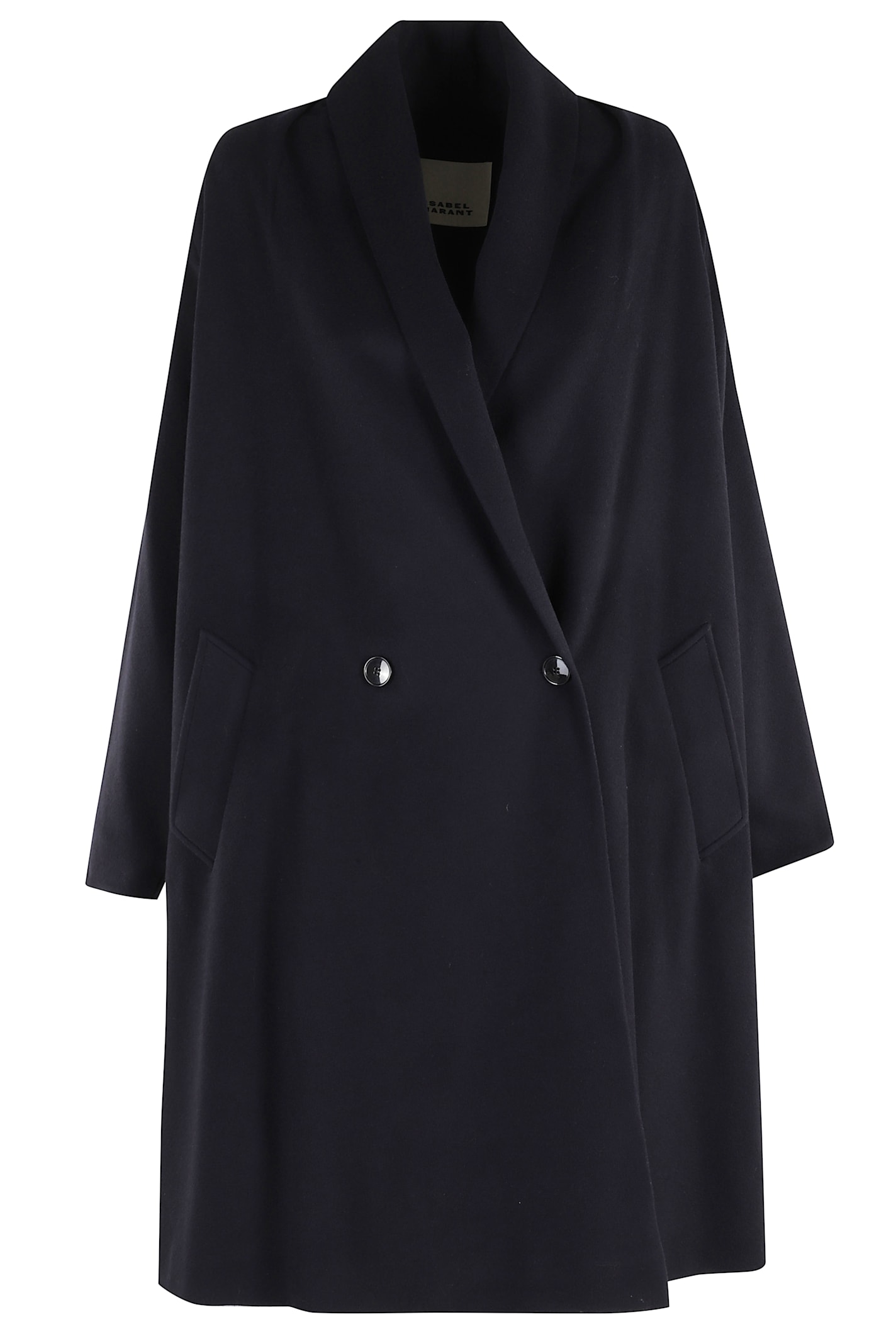 Isabel Marant Elise Gb Medium-length Blue Wool-blend Elise Coat In Black