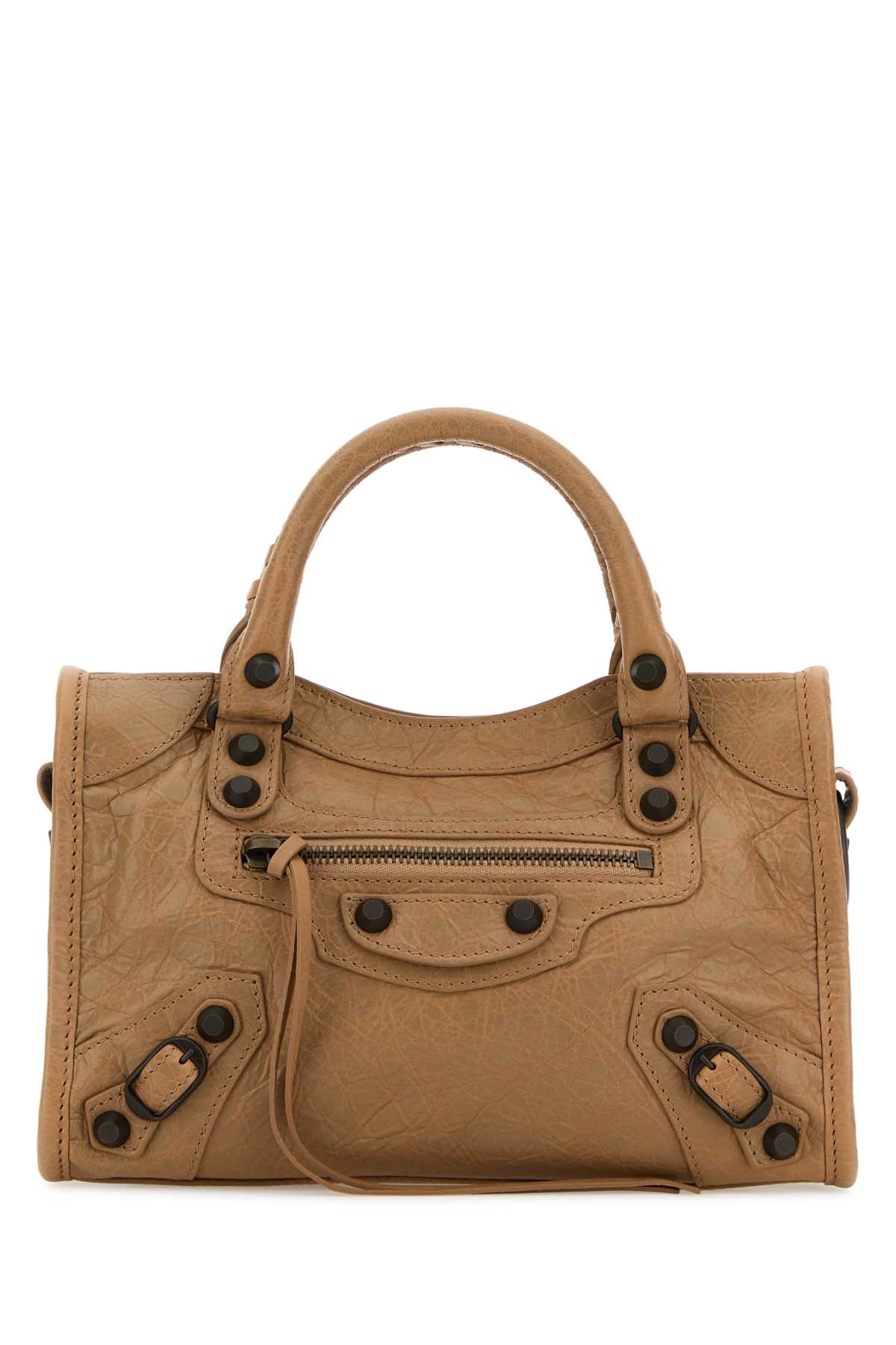 Shop Balenciaga Camel Leather Mini Le City Handbag In Latte