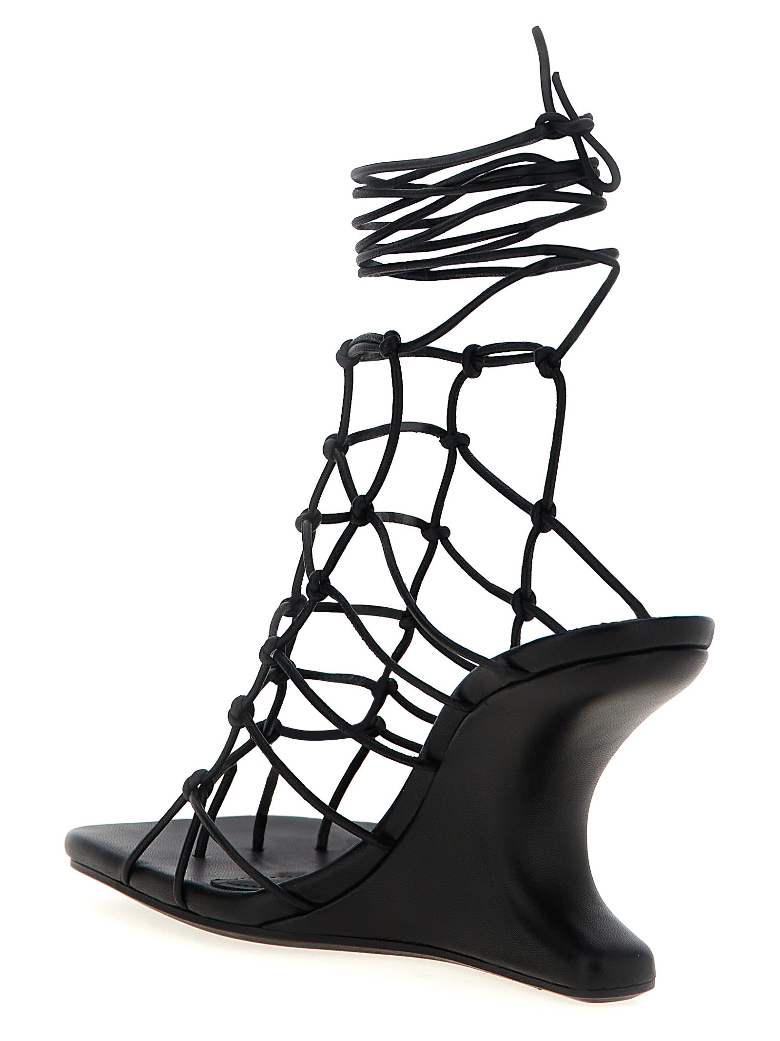 Rick Owens 80mm Web Cantilever Leather Sandals In Black