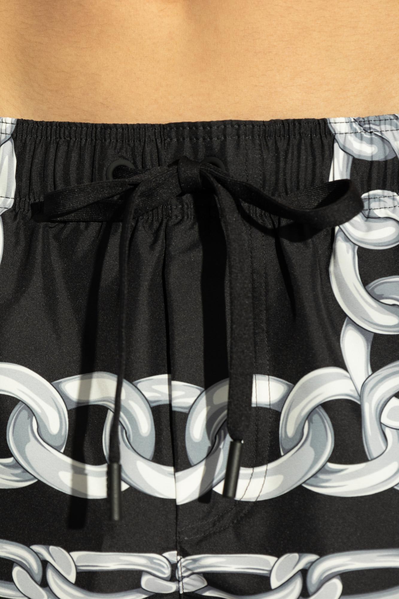 Versace Men Medusa Chains Silk Shorts In Black