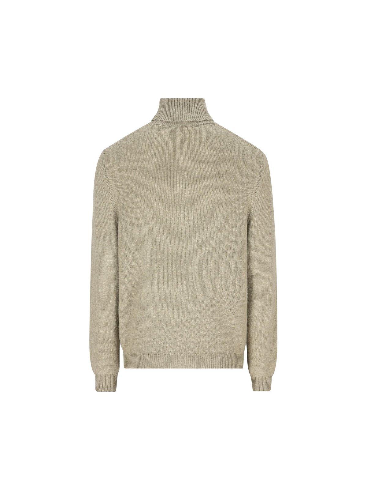 Shop Loro Piana Roll-neck Long-sleeved Jumper In Coriander Seeds Melange