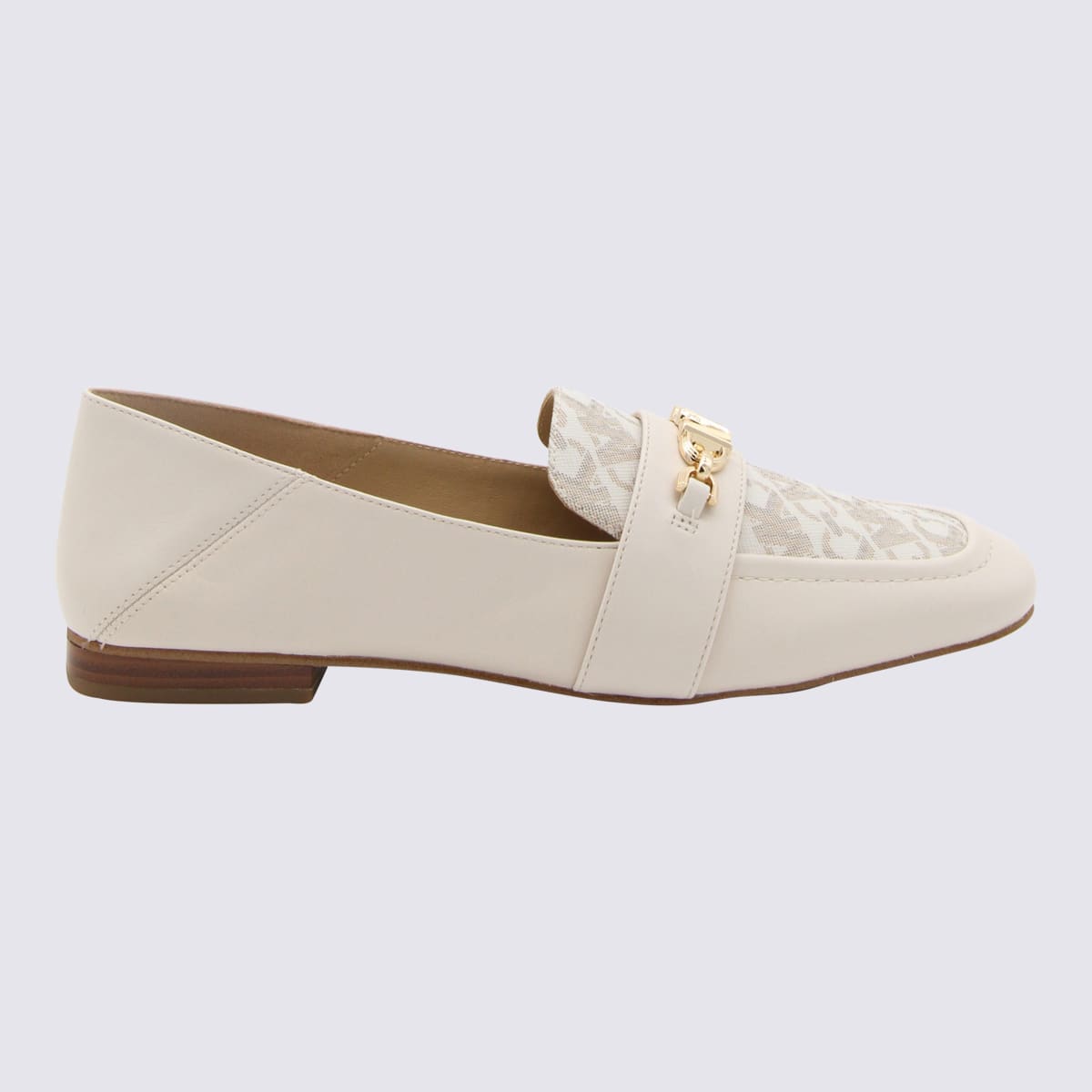 Cream Leather And Canvas Tiffanie Loafers