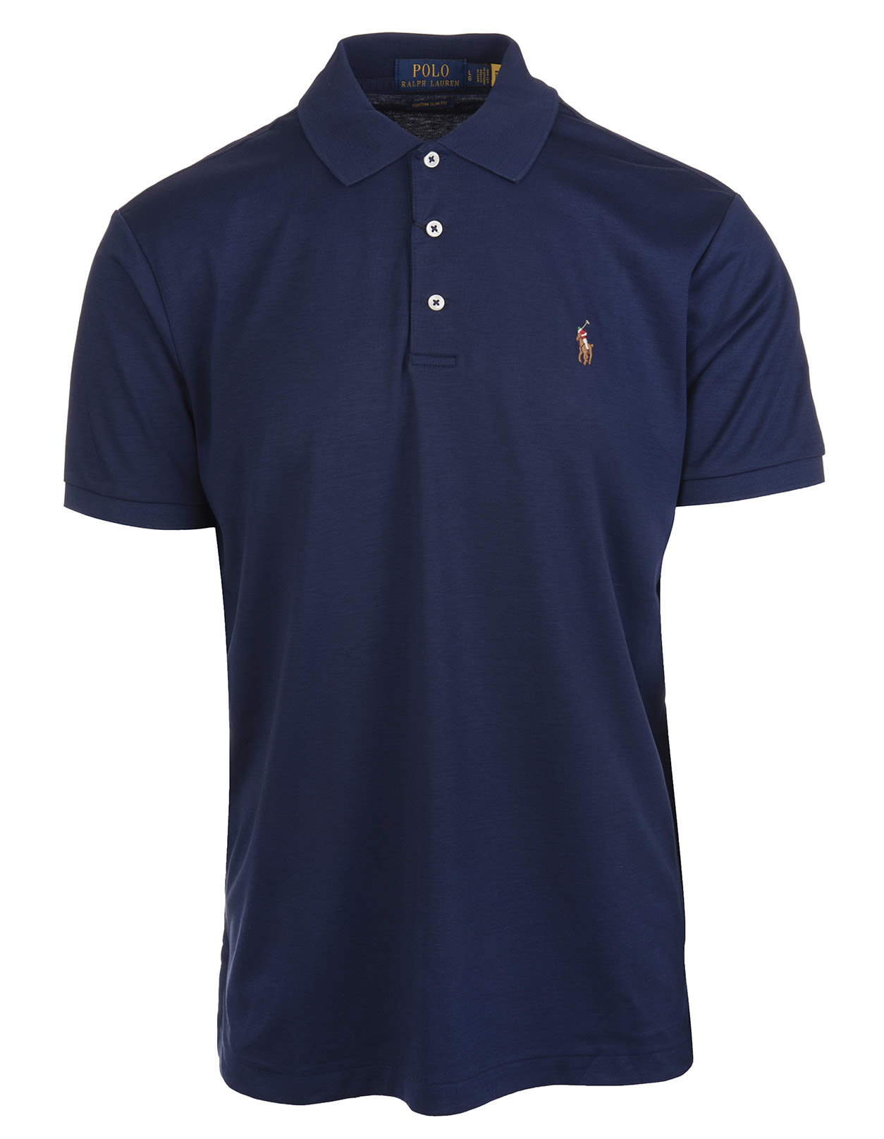 Ralph Lauren Man Navy Blue Custom Slim-fit Cotton Polo Shirt