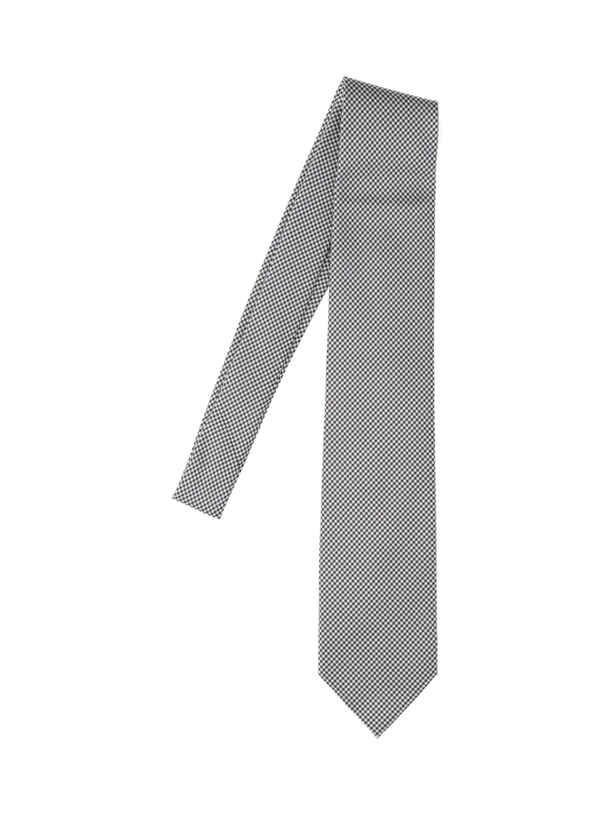 Tom Ford Textured Houndstooth Tie In Grey And Black