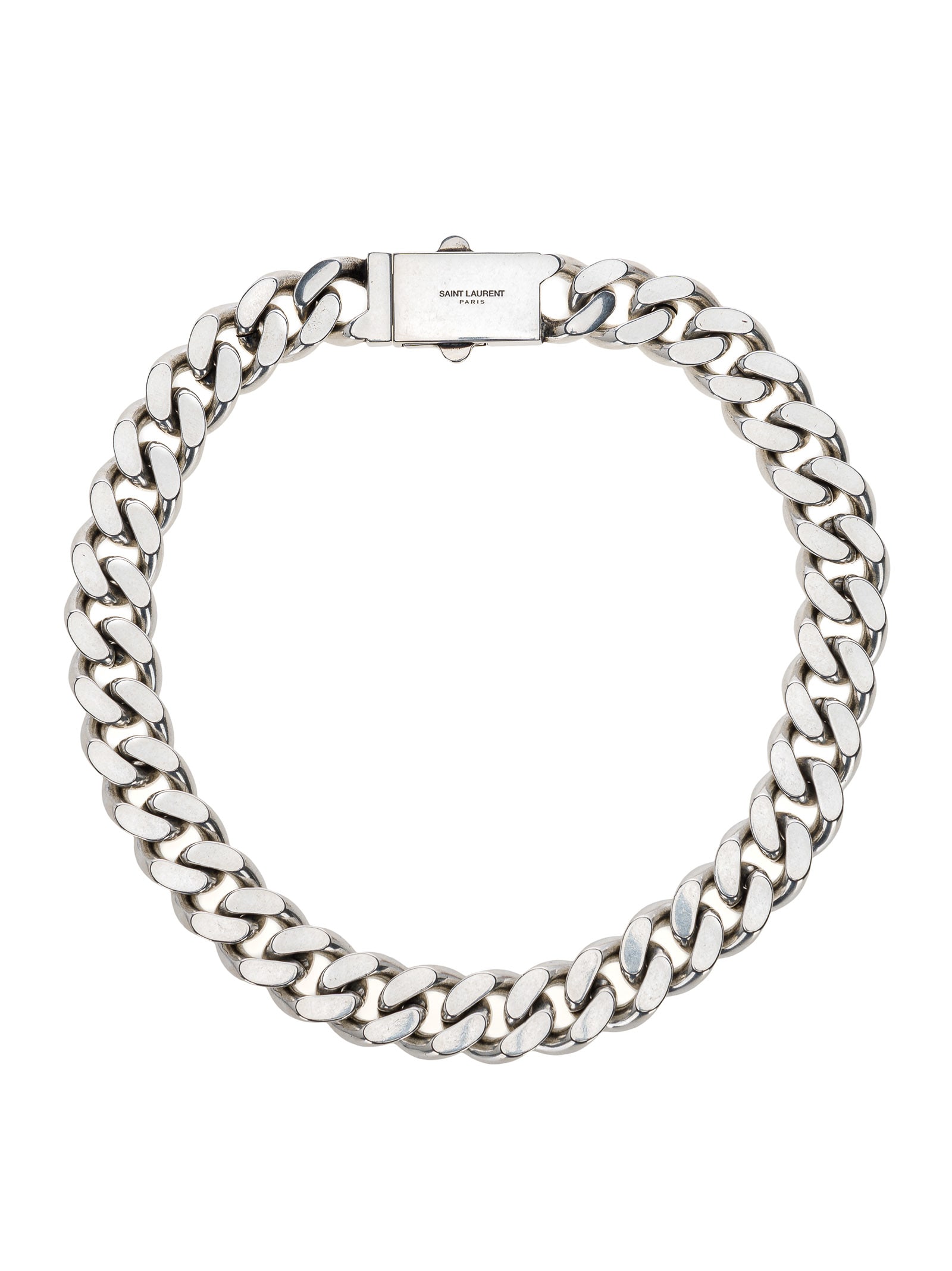 Saint Laurent Curb Chain Necklace In Silver