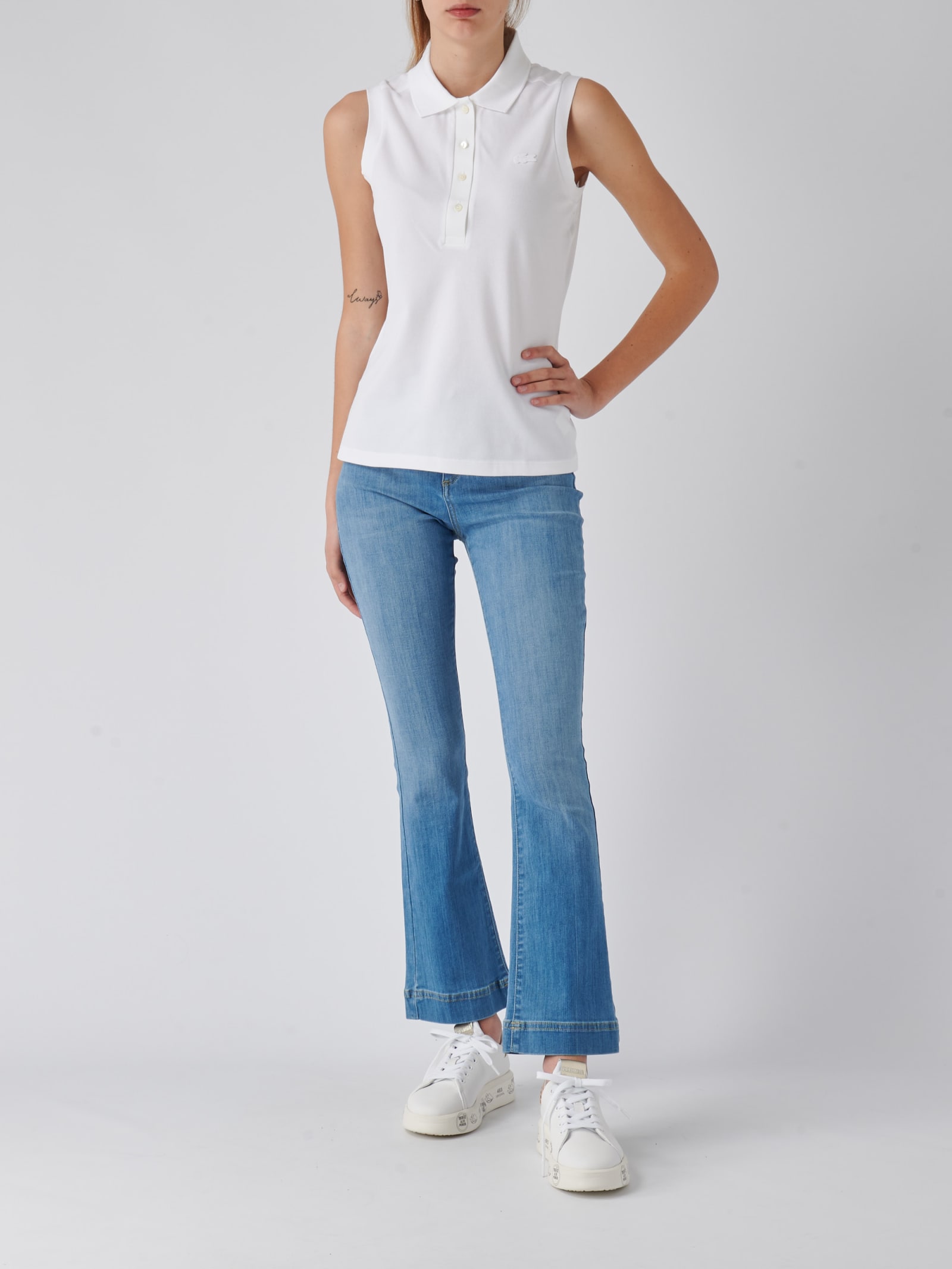 Shop Lacoste Cotton T-shirt In Bianco