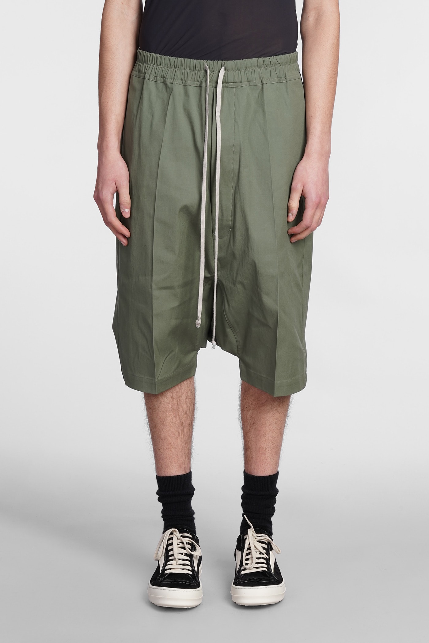 Rick Owens Rick S Pods Shorts In Green Cotton