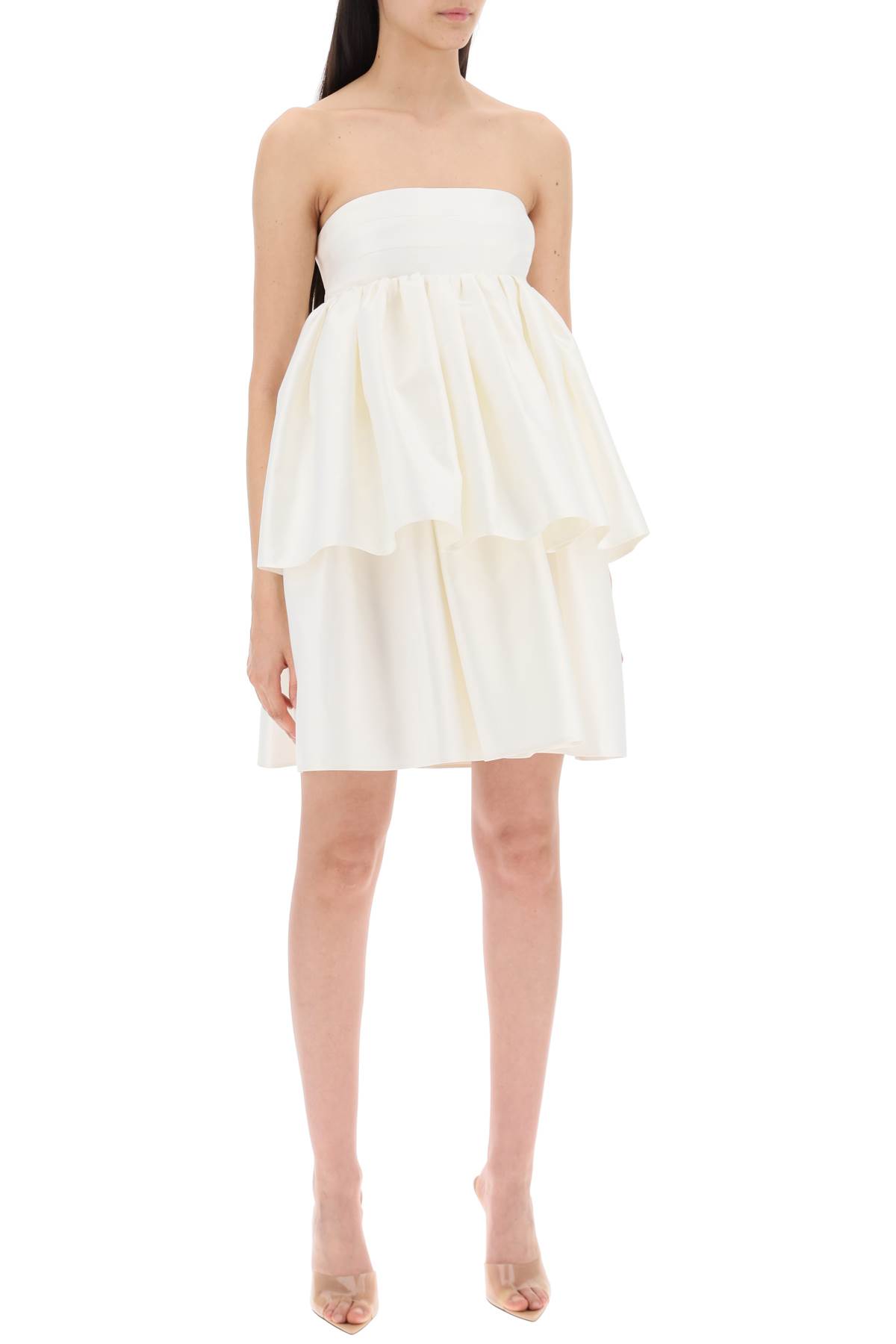 Shop Rotate Birger Christensen Responsible Ruffled Midi Dress In Egret (white)