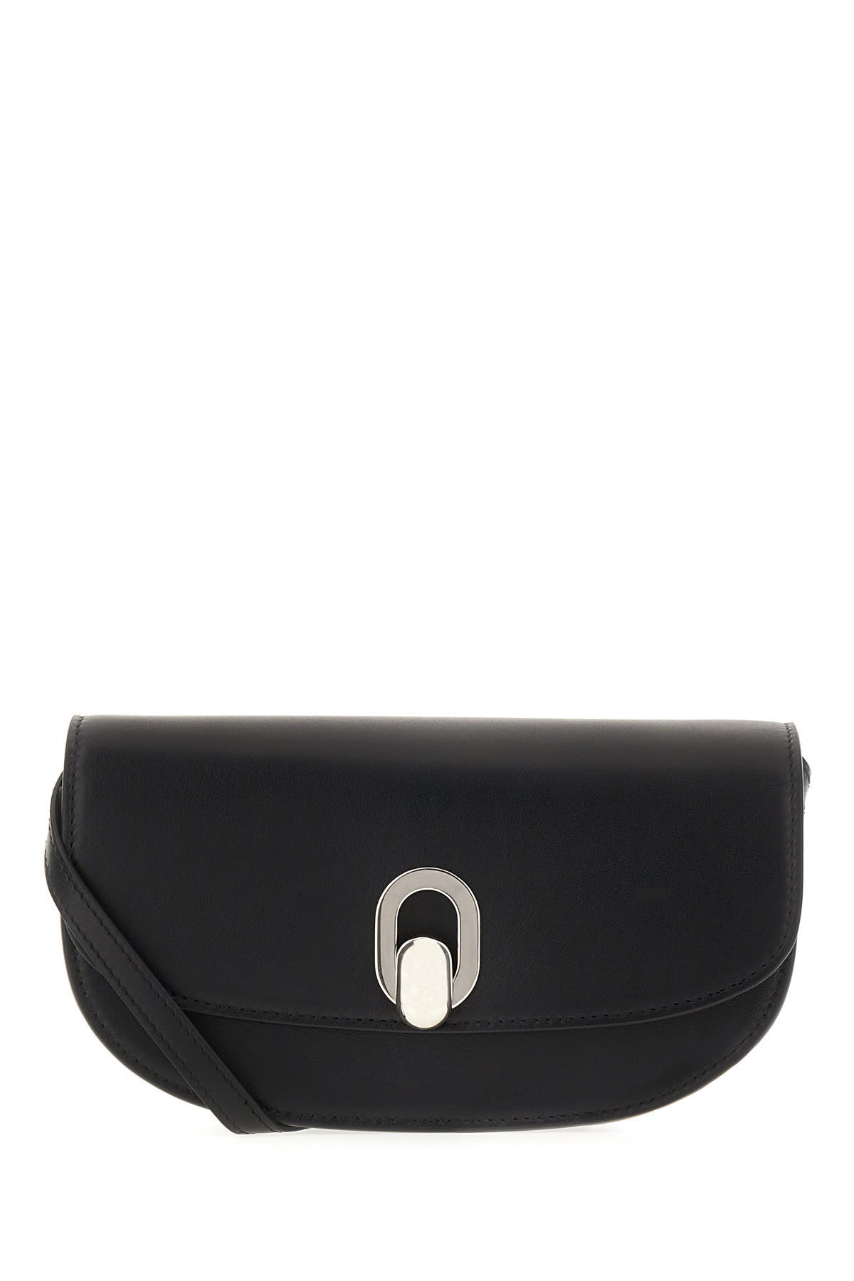 Savette Black Leather Tondo Crescent Crossbody Bag In Brown