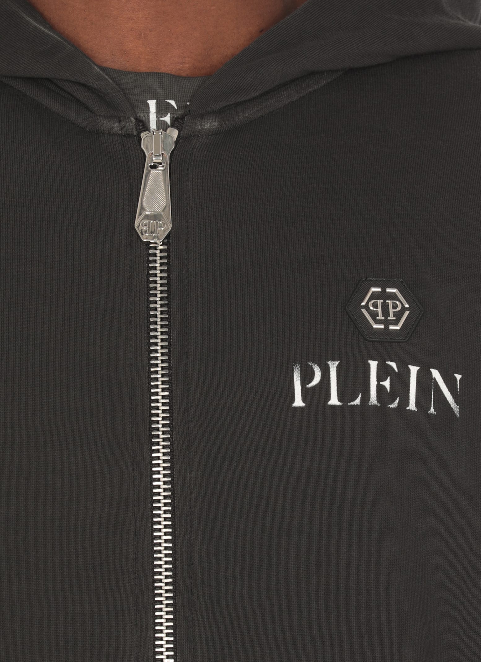 Philipp Plein Black Hoodie With Logo Print