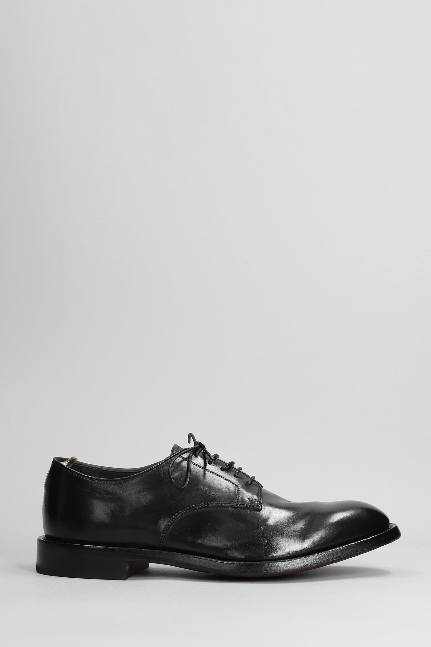 Officine Creative Lace Up Shoes In Black Leather In Black