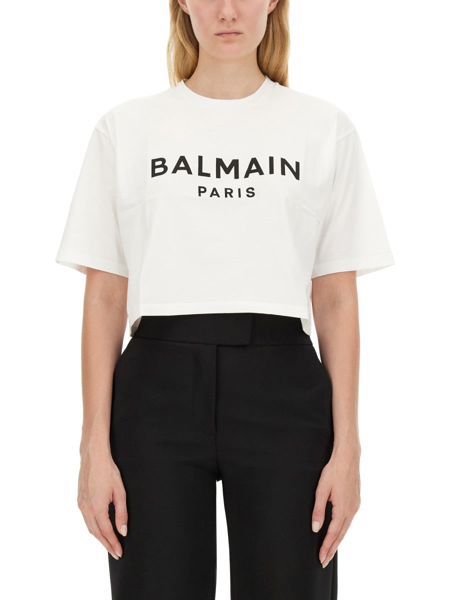 Shop Balmain T-shirt With Logo In White