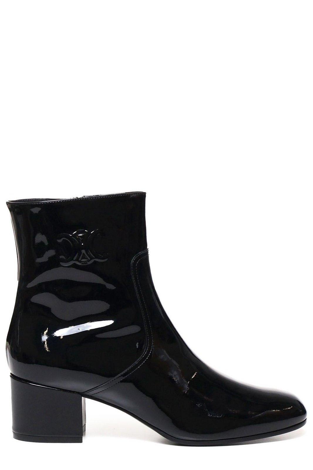 Shop Celine Triomphe Zip-up Boots In Black