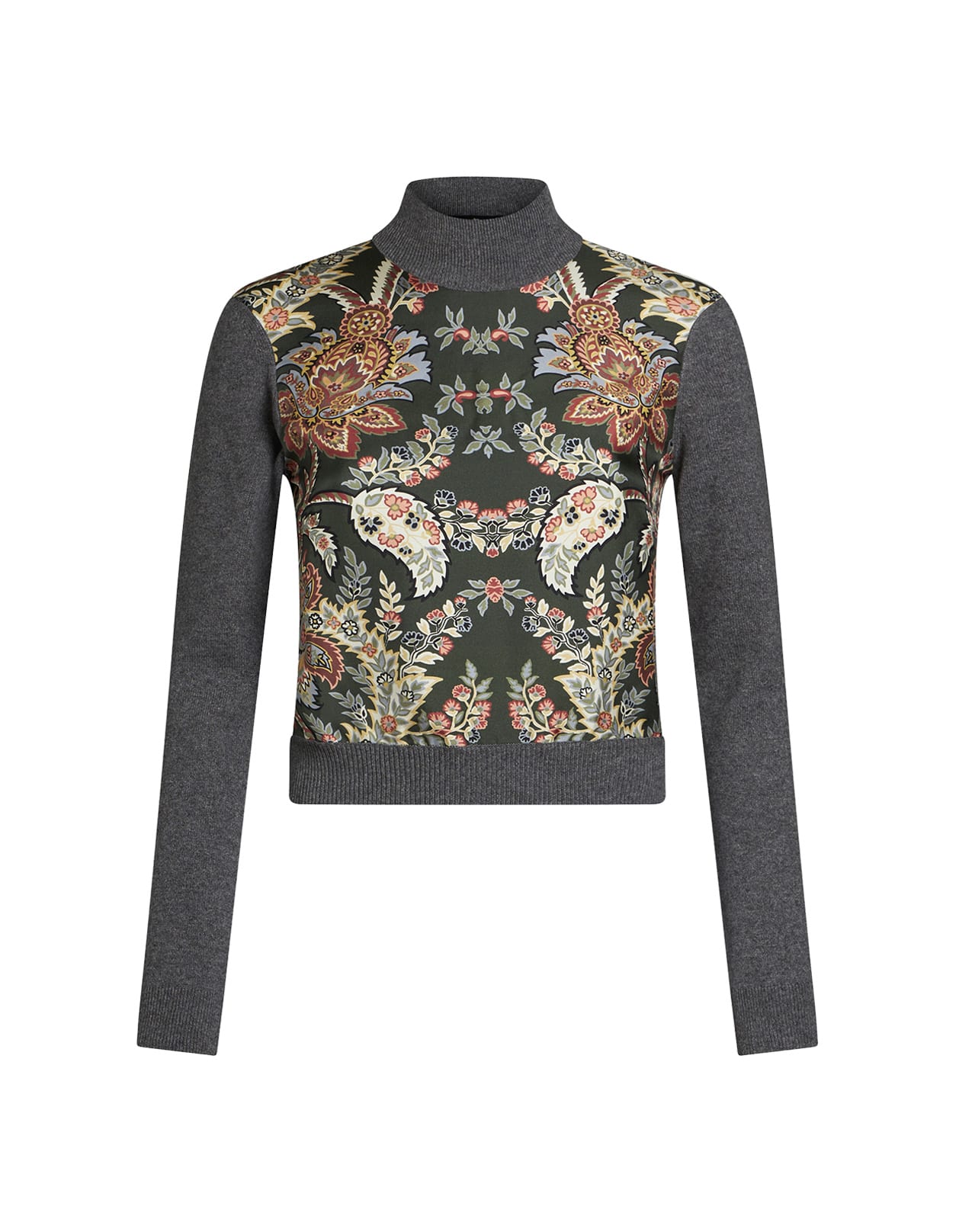 Shop Etro Dark Green Sweater With Paisley Print