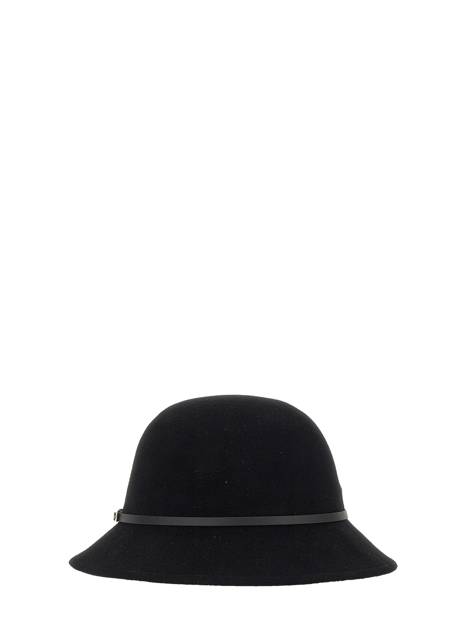 Helen Kaminski Wool Bucket Hat With Leather Trim In Nero