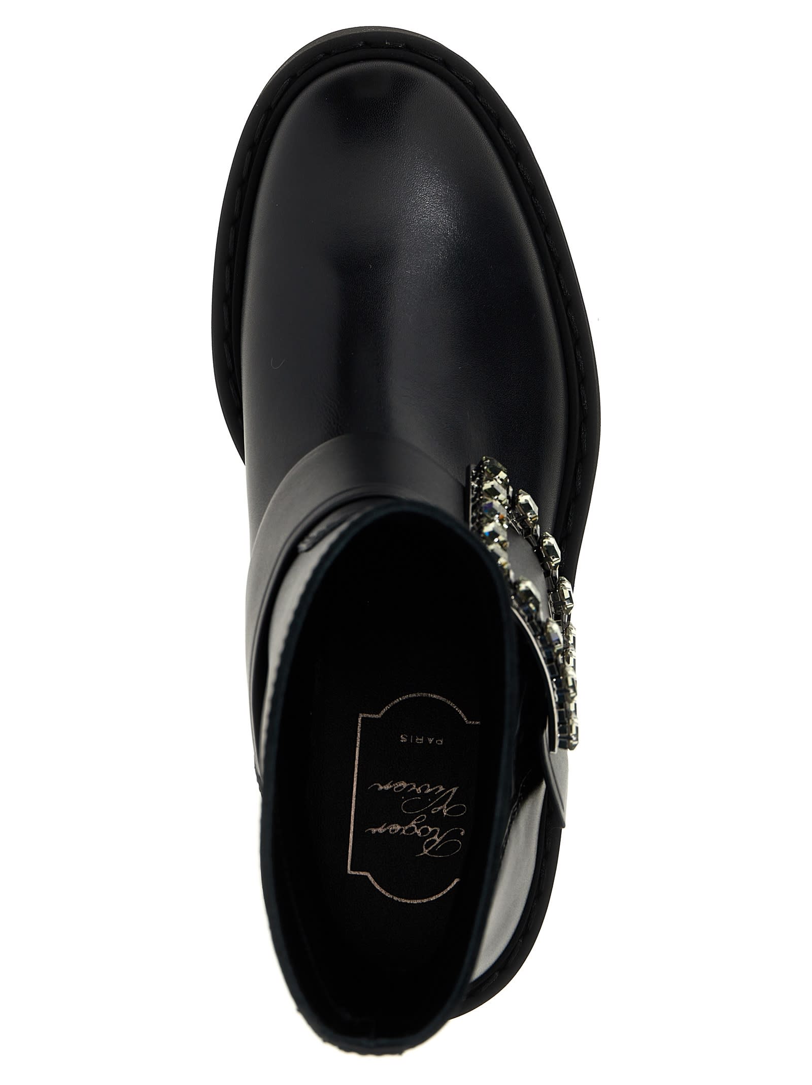 Roger Vivier Viv Rangers High Biker Booties In Black