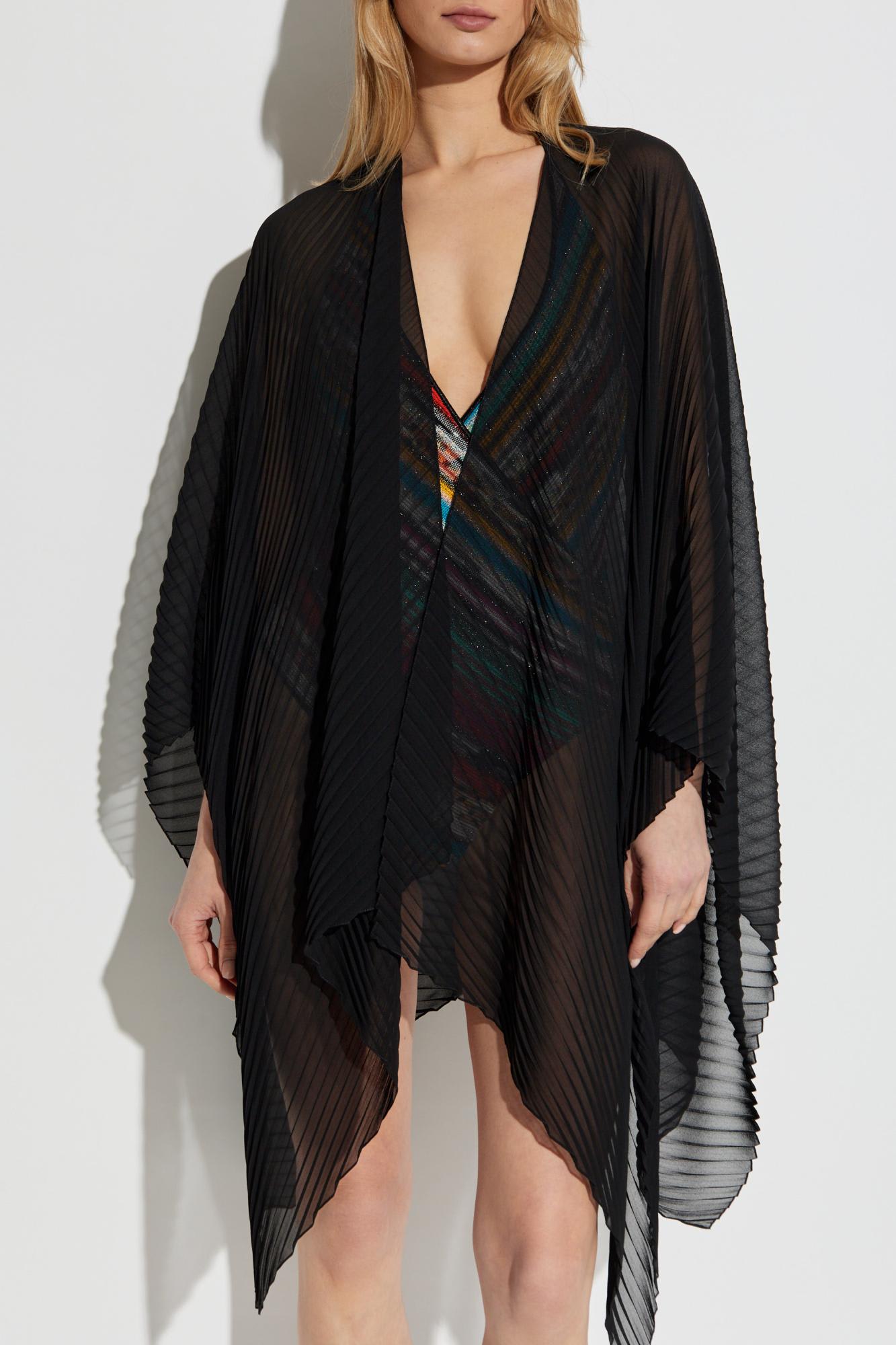 Emporio Armani Butterfly Chiffon Cape In Black