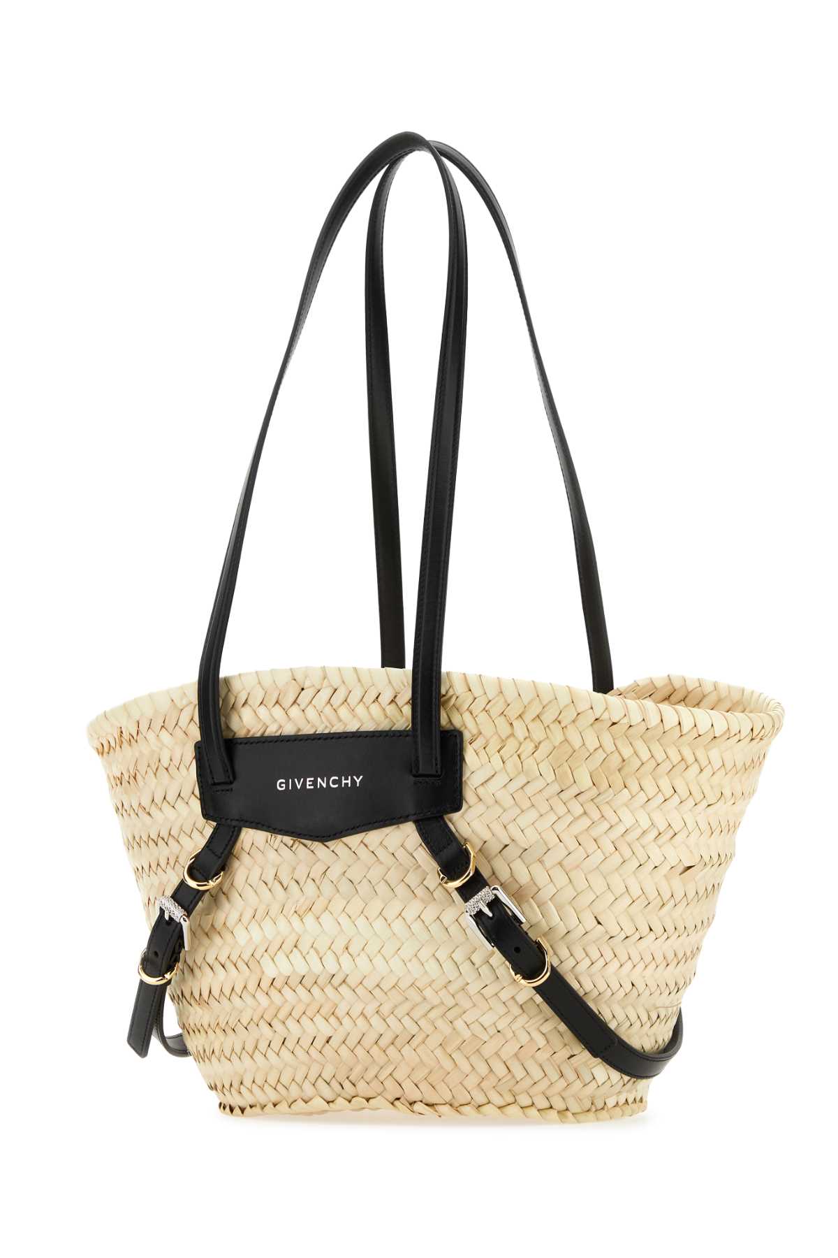Shop Givenchy Straw Small Voyou Basket Shopping Bag In Black