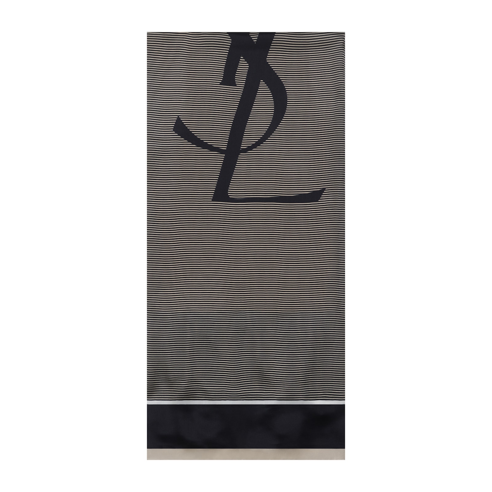 Saint Laurent Cassandre Stripe Silk Charmeuse Scarf In Navy Ivory