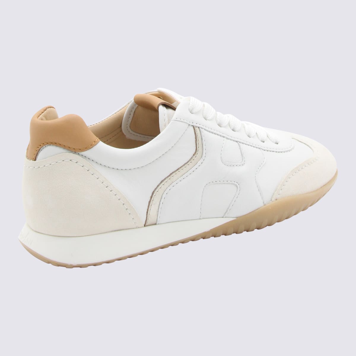 Shop Hogan White And Beige Leather Olympia-z Sneakers