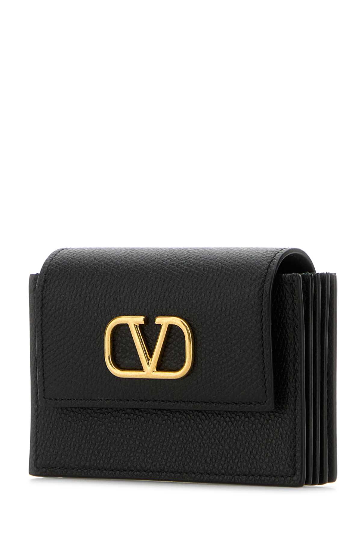 VALENTINO GARAVANI BLACK LEATHER CARD HOLDER 