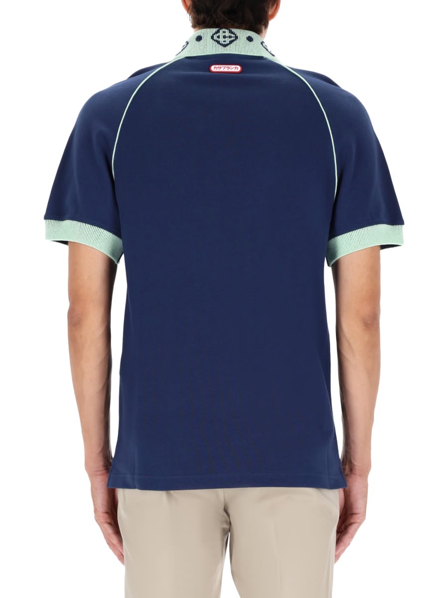 Casablanca Polo With Logo In Blue