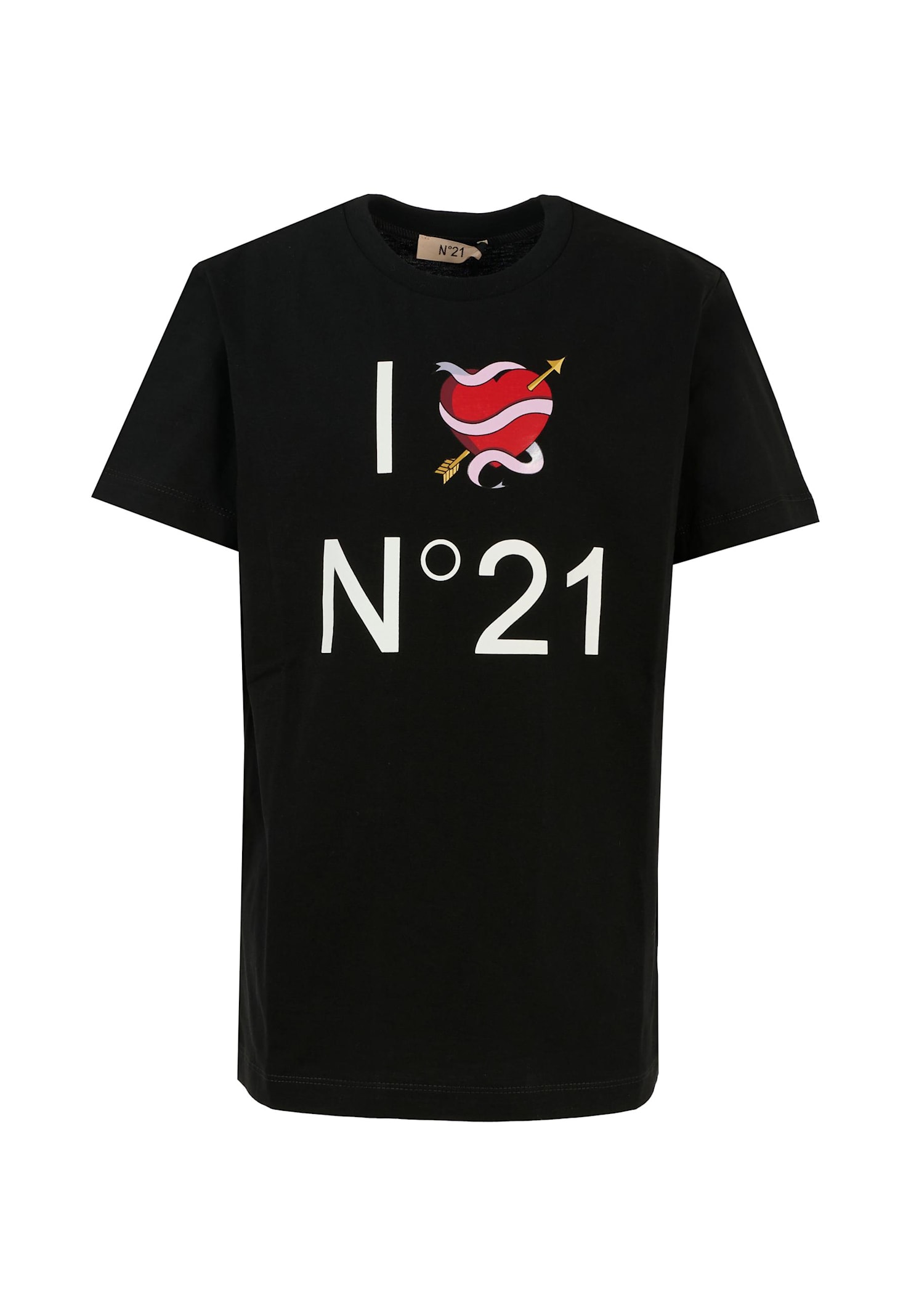 N°21 Kids' Black T-shirt For Girl With Heart