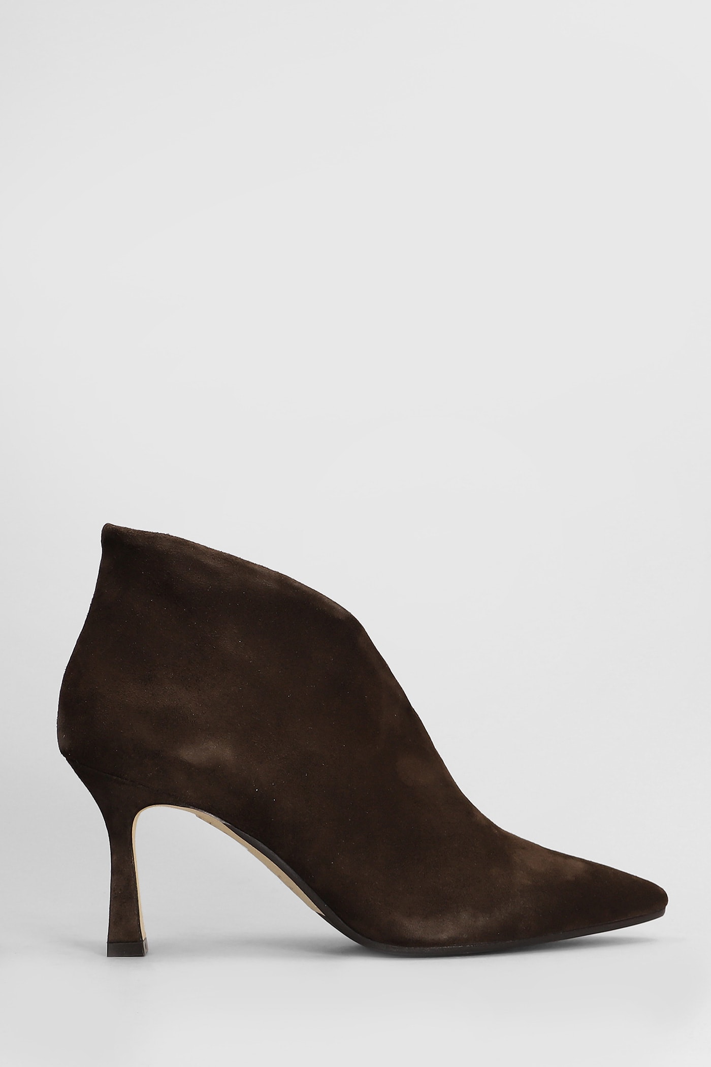 High Heels Ankle Boots In Dark Brown Suede