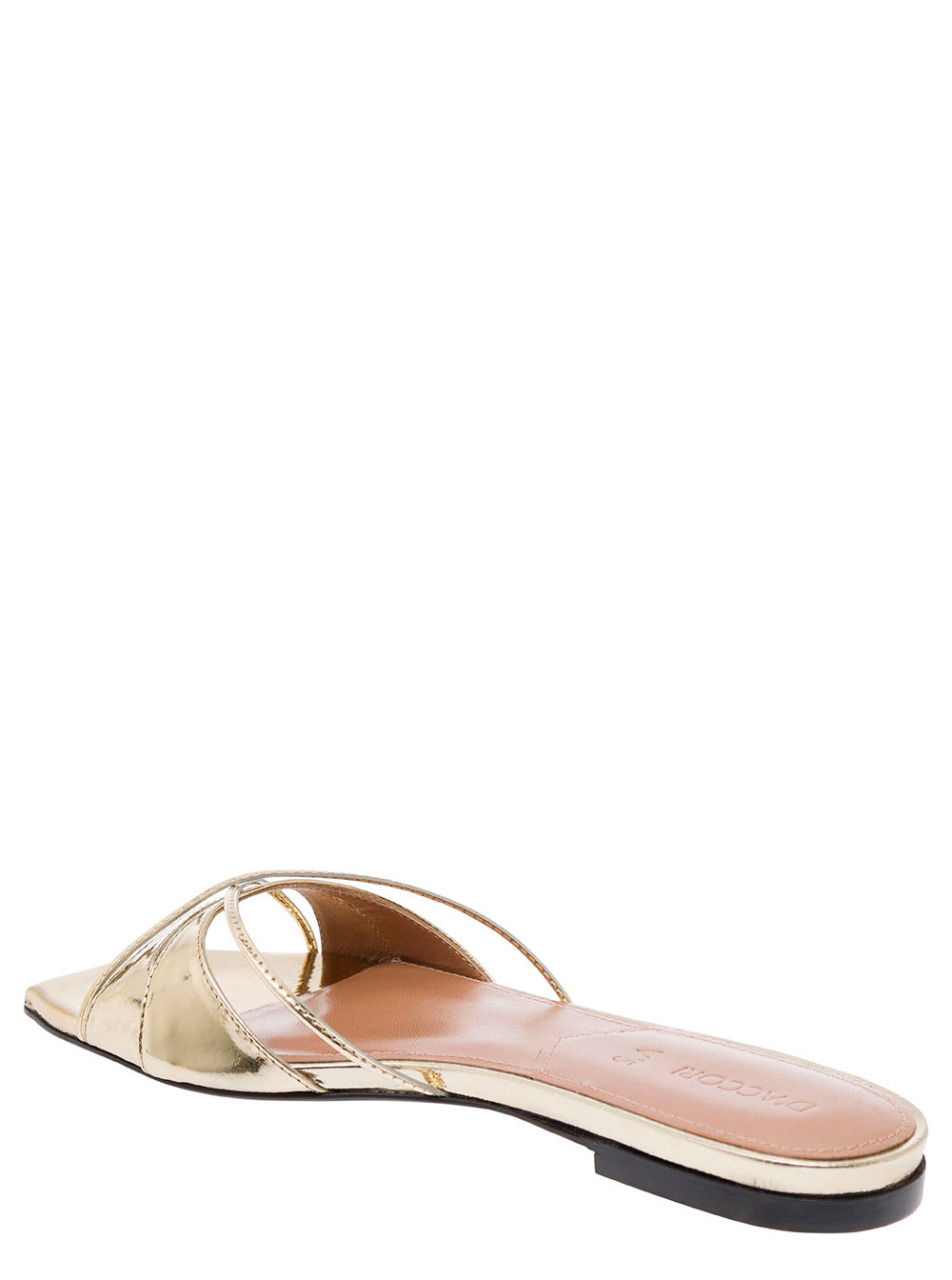 Shop D’accori Lust Gold-colored Flat Sandals With Criss-cross Straps In Metallic Fabric Woman