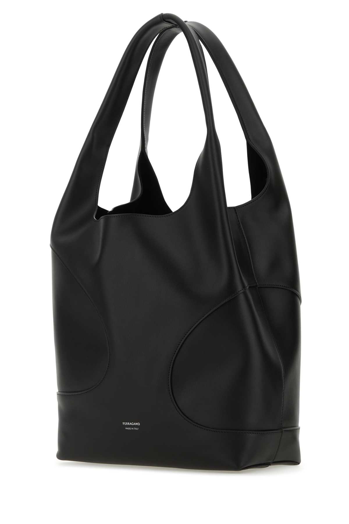 Ferragamo Black Leather Shoulder Bag In Testadimorodarkbarolodarkbarolo