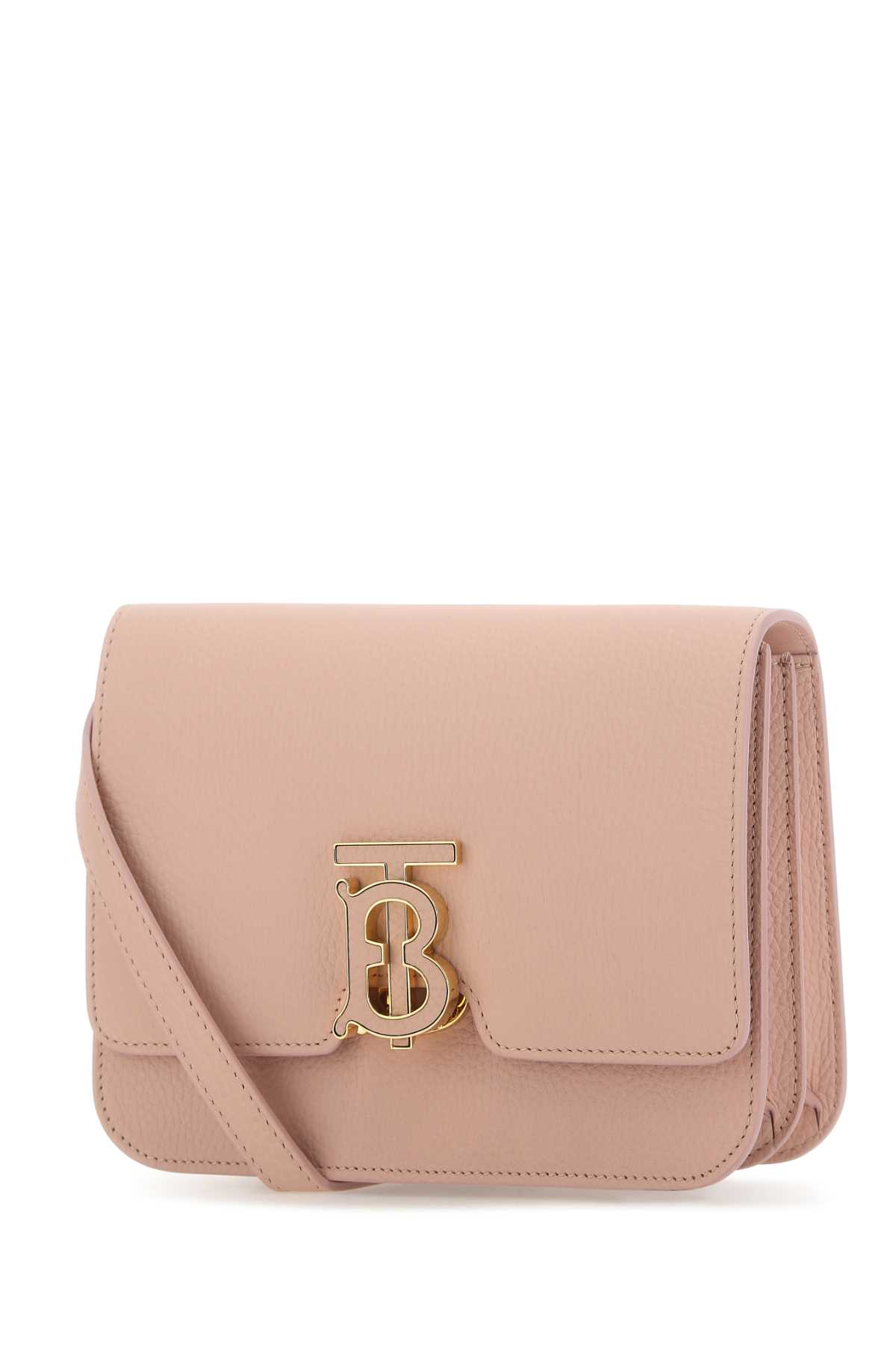 Shop Burberry Pink Leather Small Tb Crossbody Bag In A3661