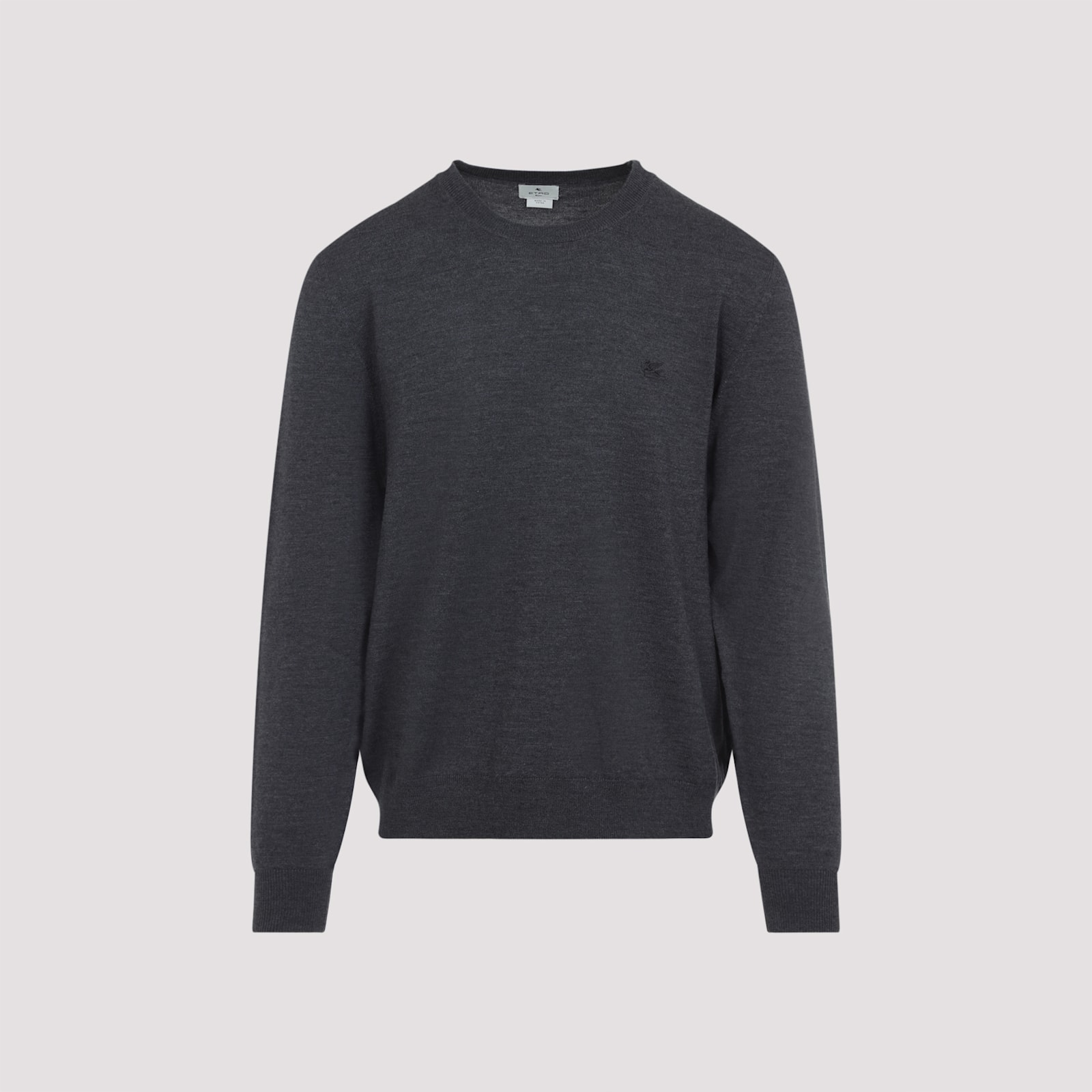 Etro Pegaso-embroidered Wool Sweater In Gray