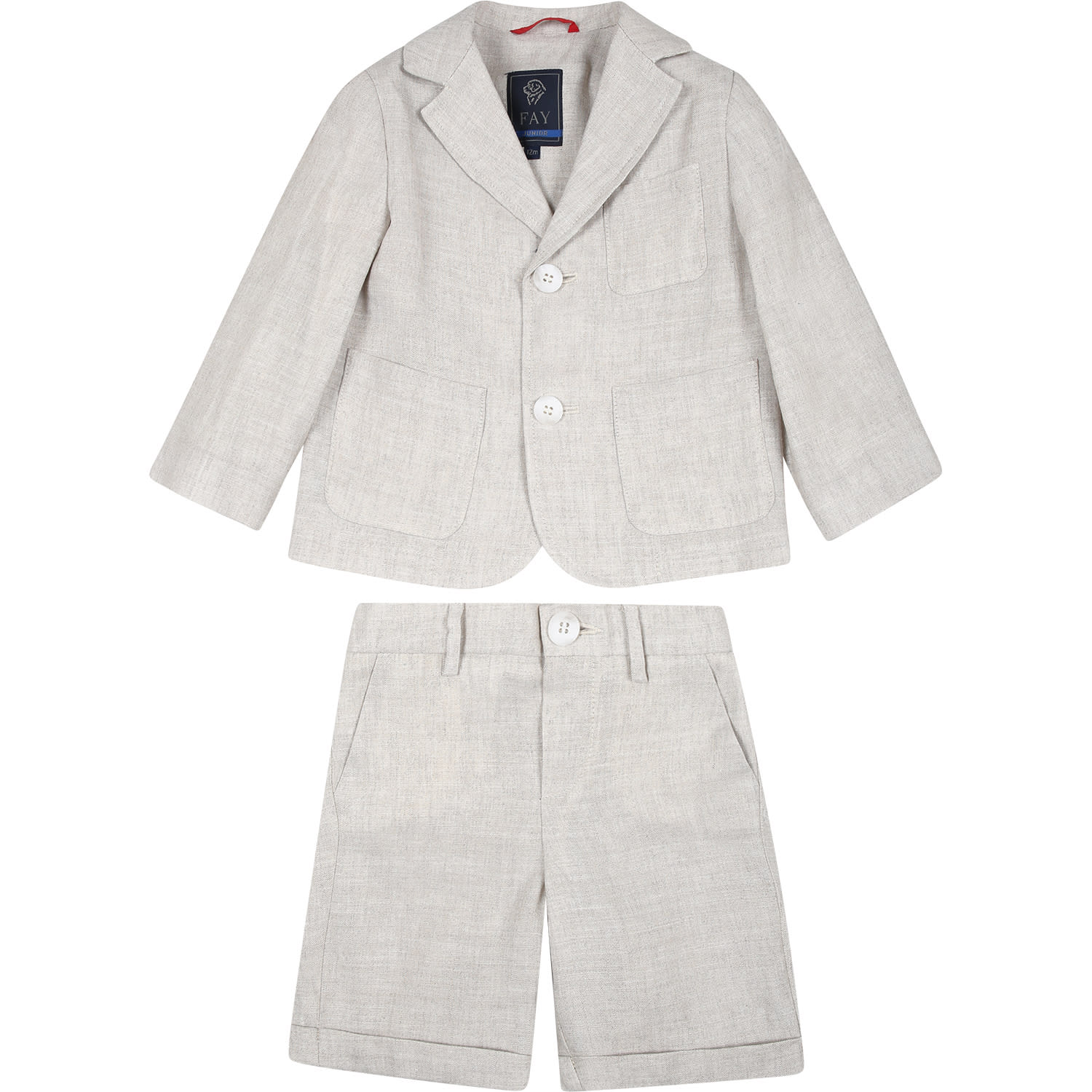 Shop Fay Beige Suit For Baby Boy With Logo