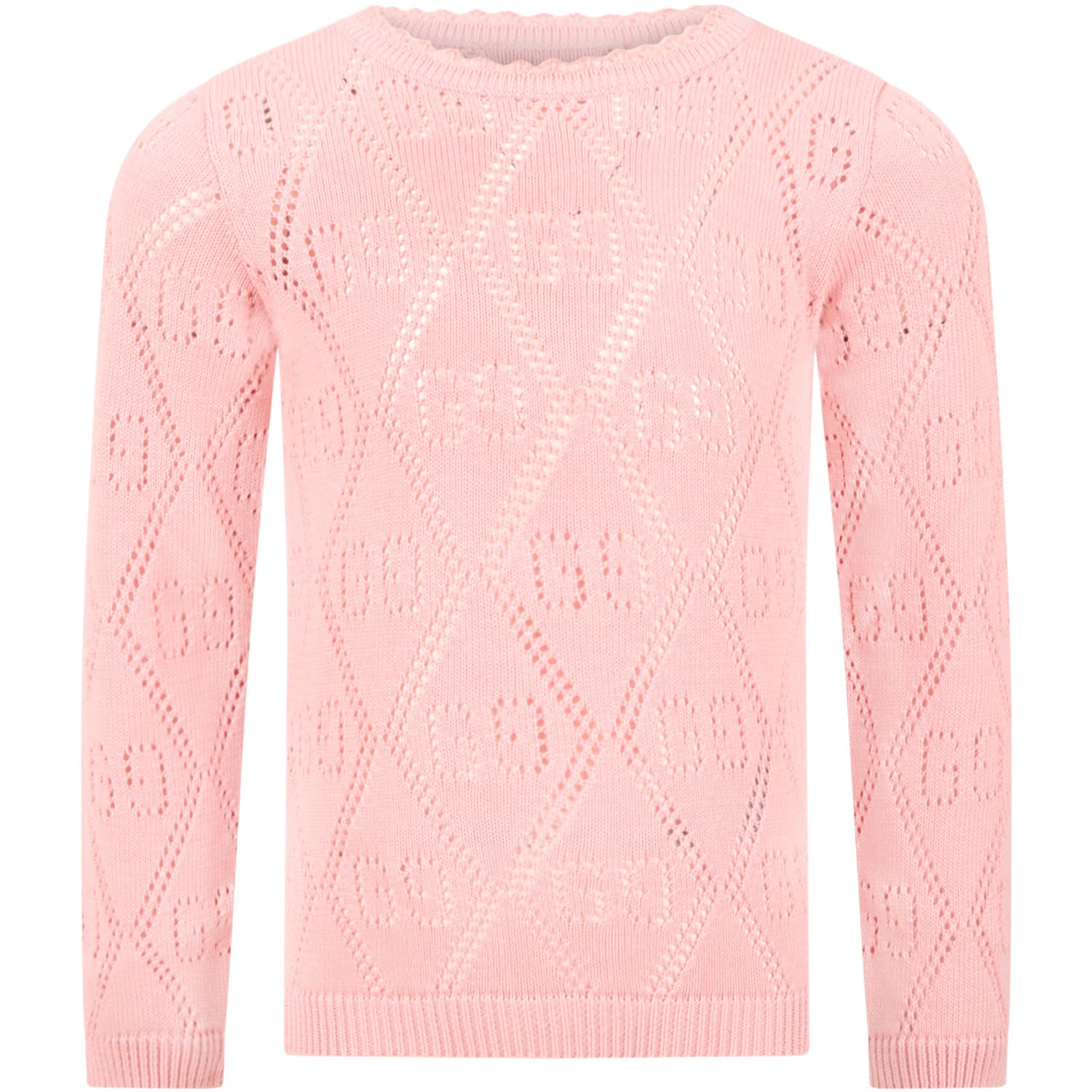 Gucci Pink Sweater For Girl With Double Gg