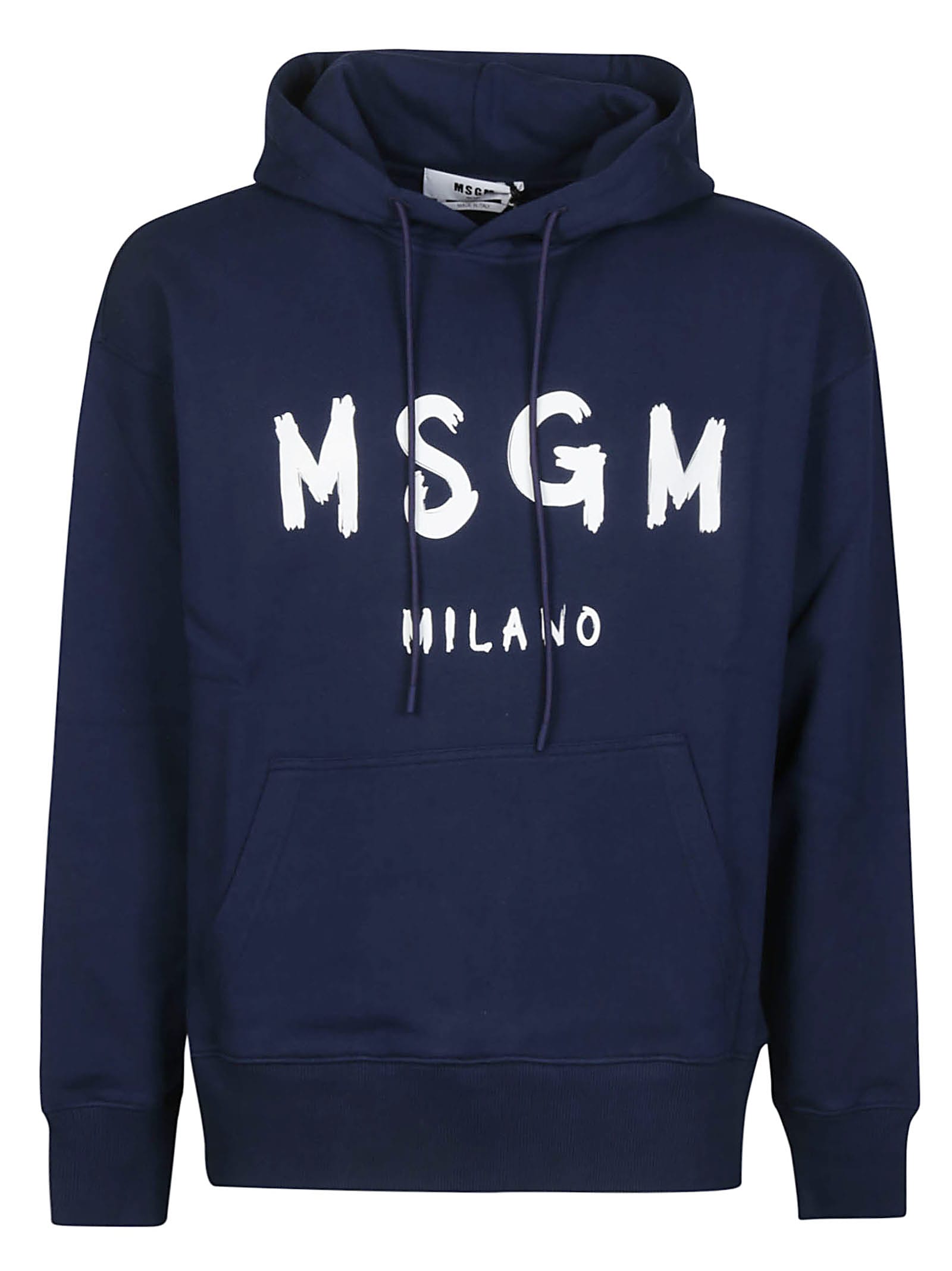 Shop Msgm Logo Print Sweatshirt In Navy