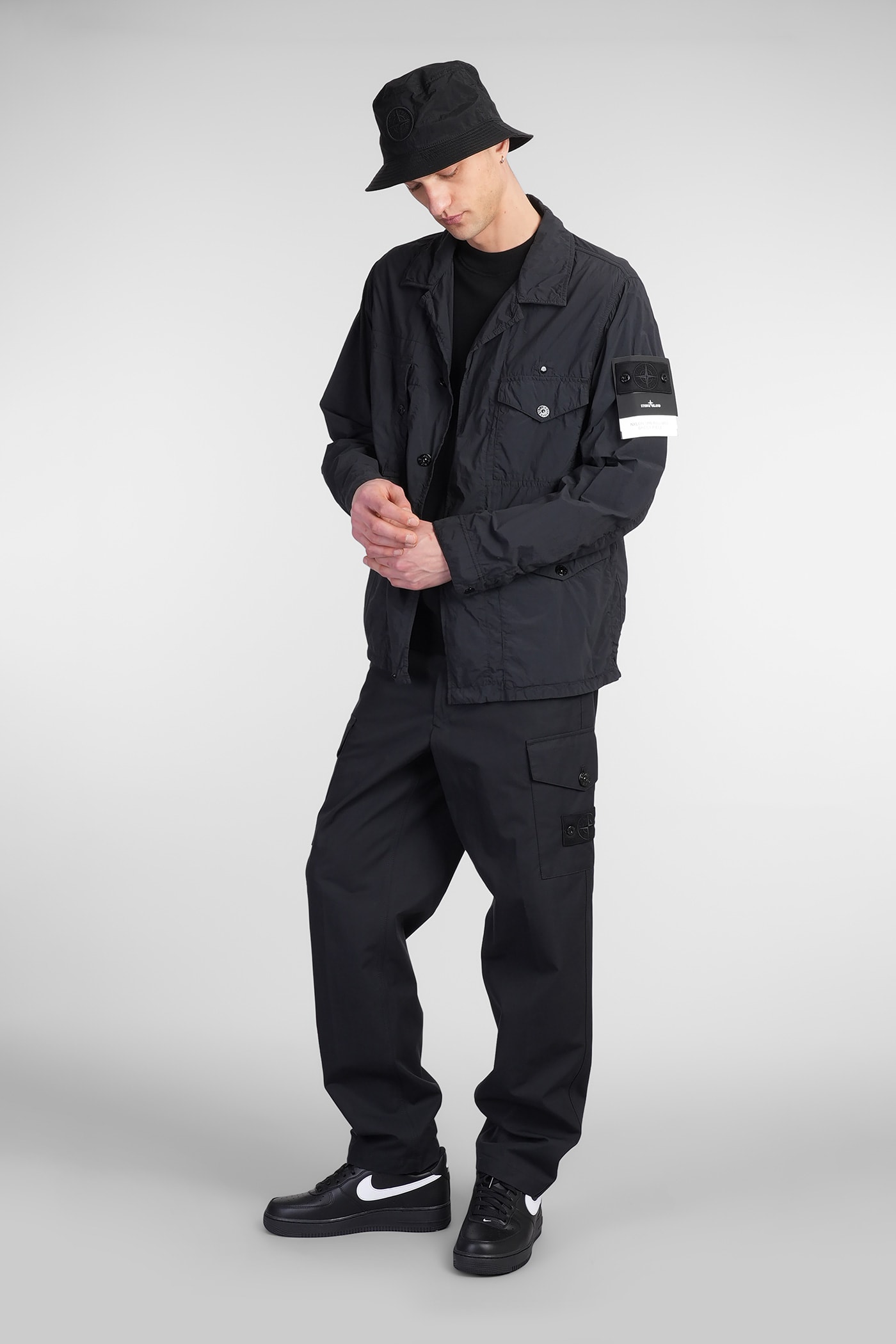 Stone Island Casual Jacket In Black Polyamide