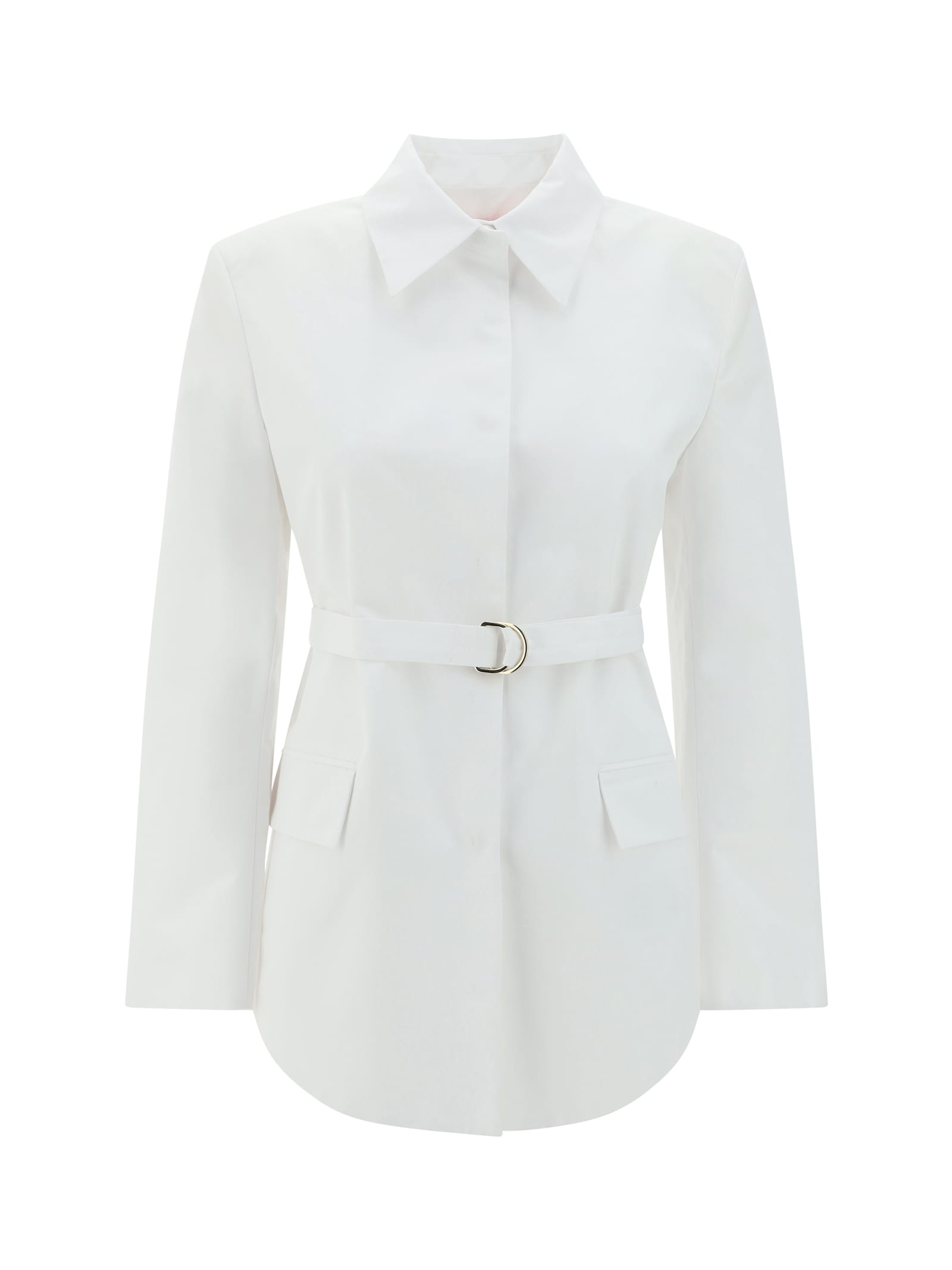 Shop Valentino White Poplin Overcoat In Bianco Ottico