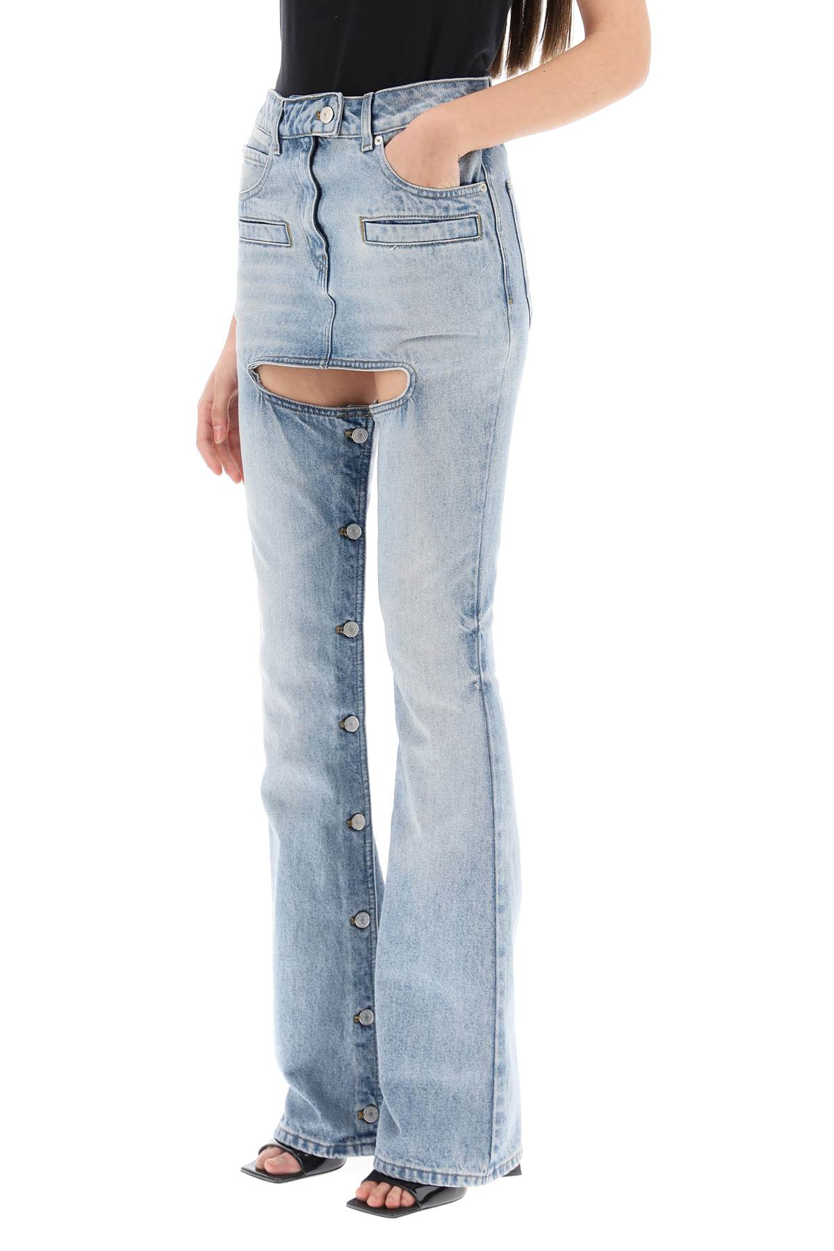 Shop Courrèges Chaps Jeans With Cut-out In Light Blue Wash (blue)