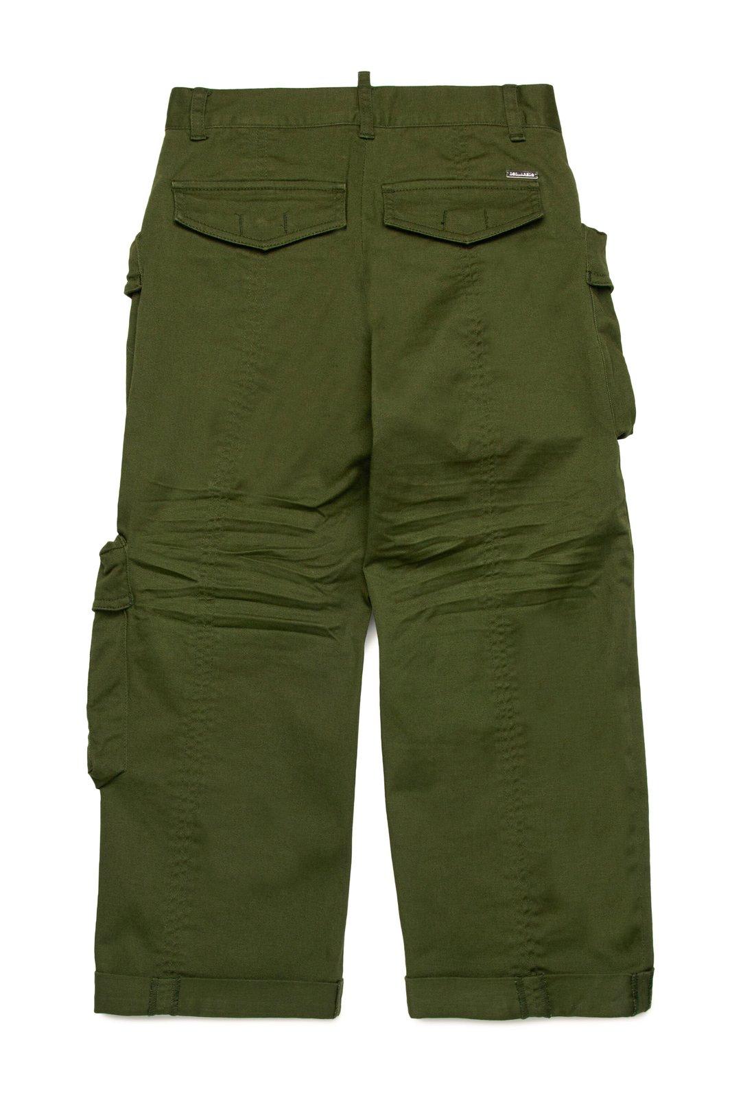 Shop Dsquared2 Logo Plaque Cargo Pants In Green