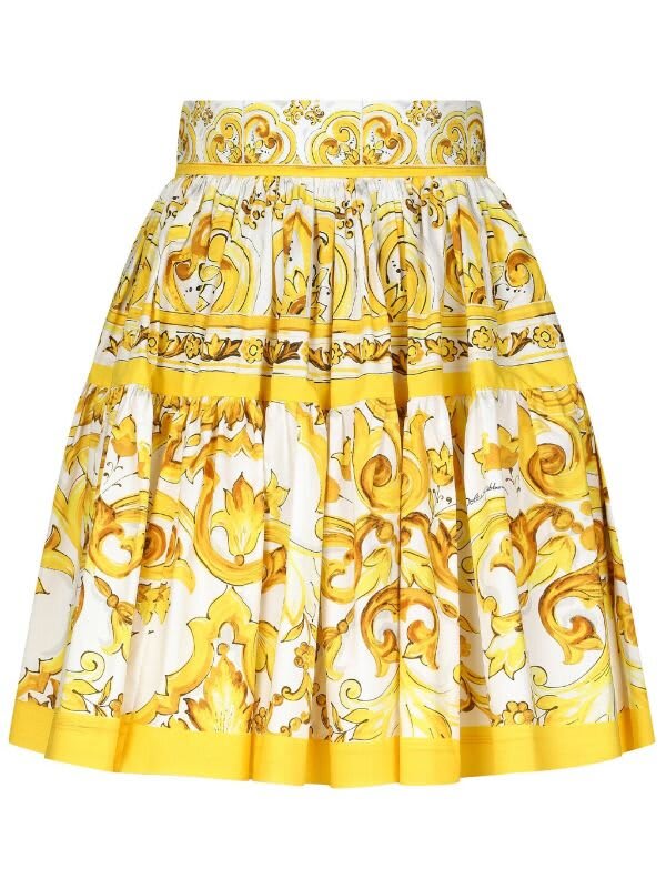 Shop Dolce & Gabbana Gonna In Cotone St Maiolica In Tn Giallo